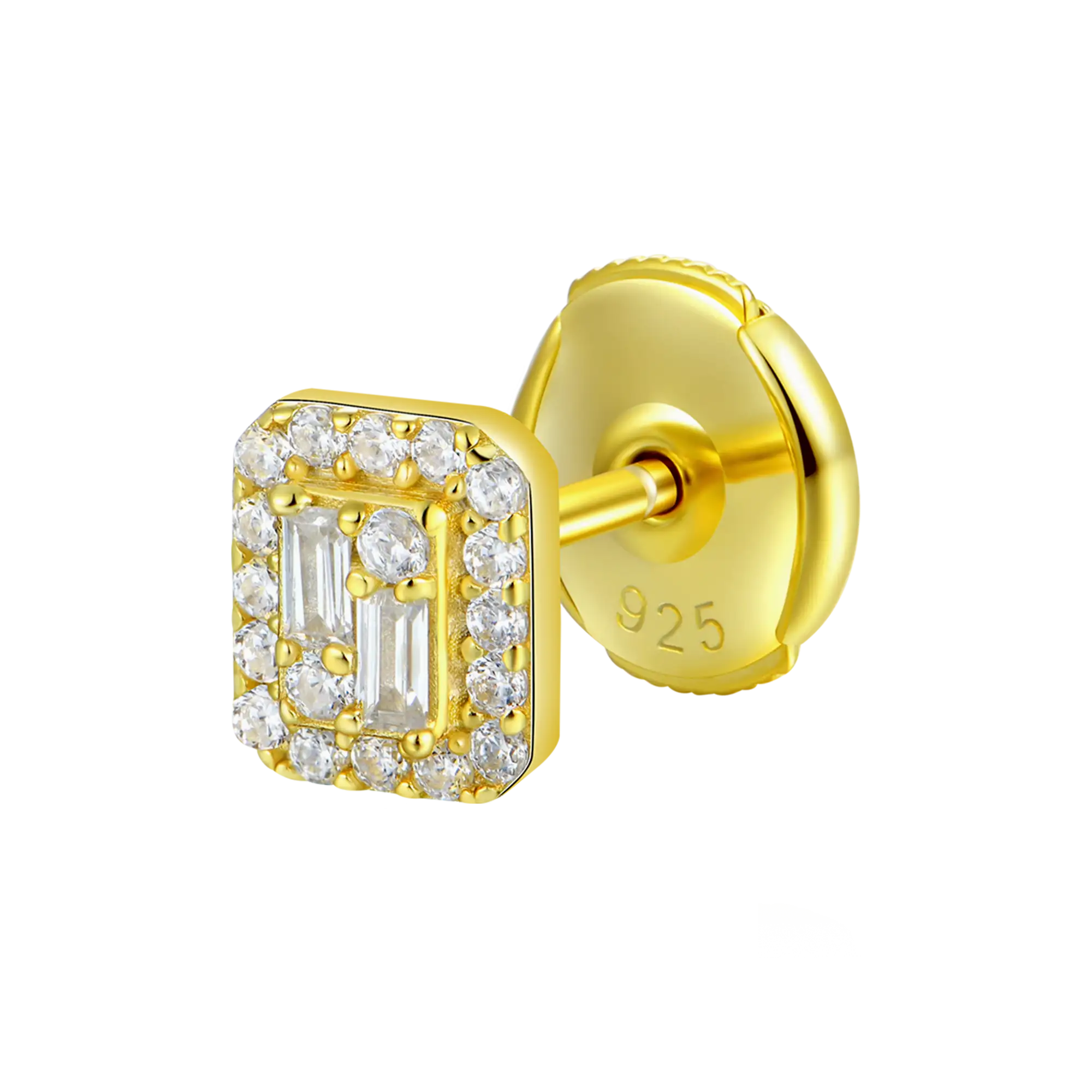S925 Emerald Cut Mix Halo Stud Earrings - Pair - Image 16