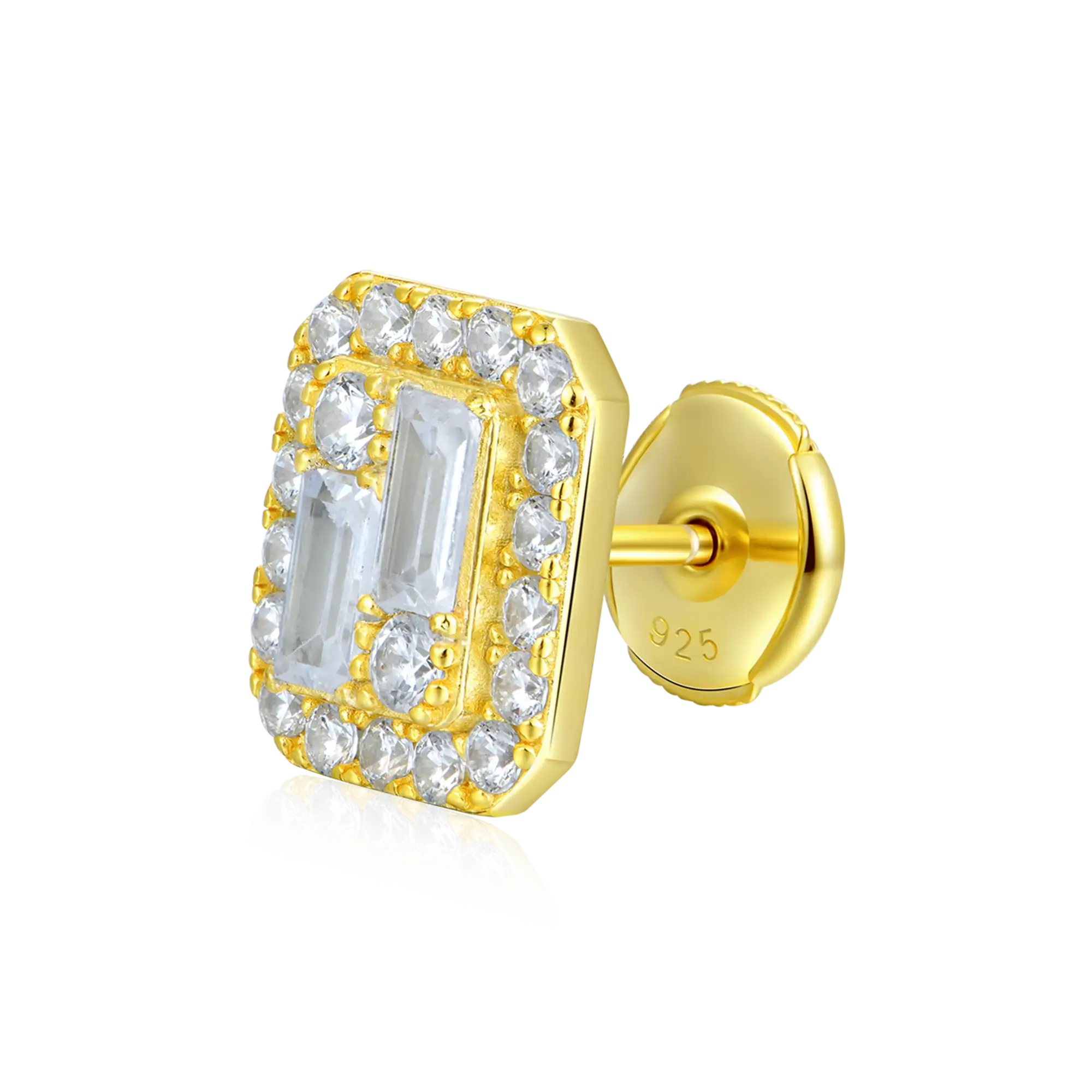 S925 Emerald Cut Mix Halo Stud Earrings - Pair - Image 20