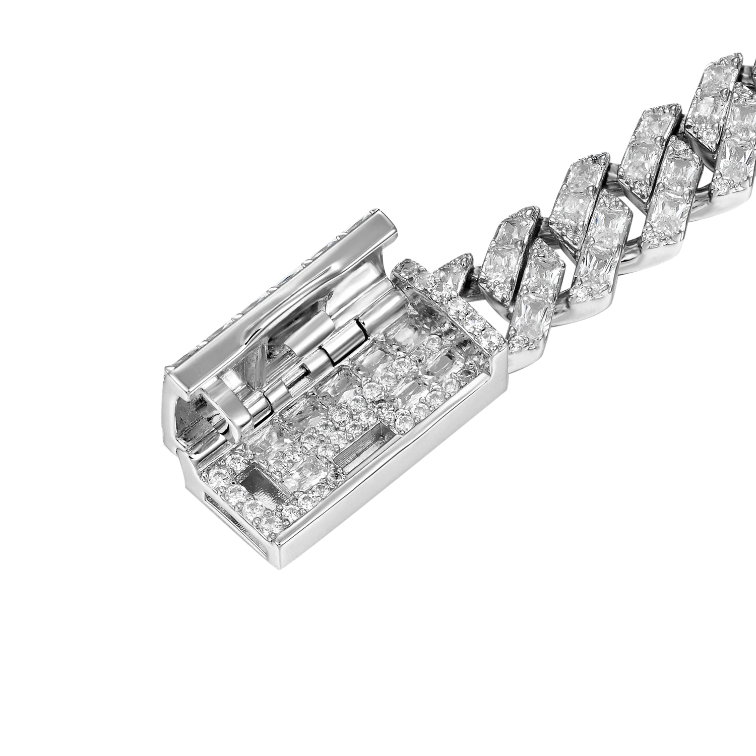Emerald Cut Prong Cuban Link Bracelet - 10mm - Image 4