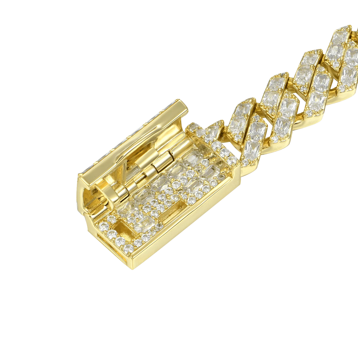Emerald Cut Prong Cuban Link Bracelet - 10mm - Image 7