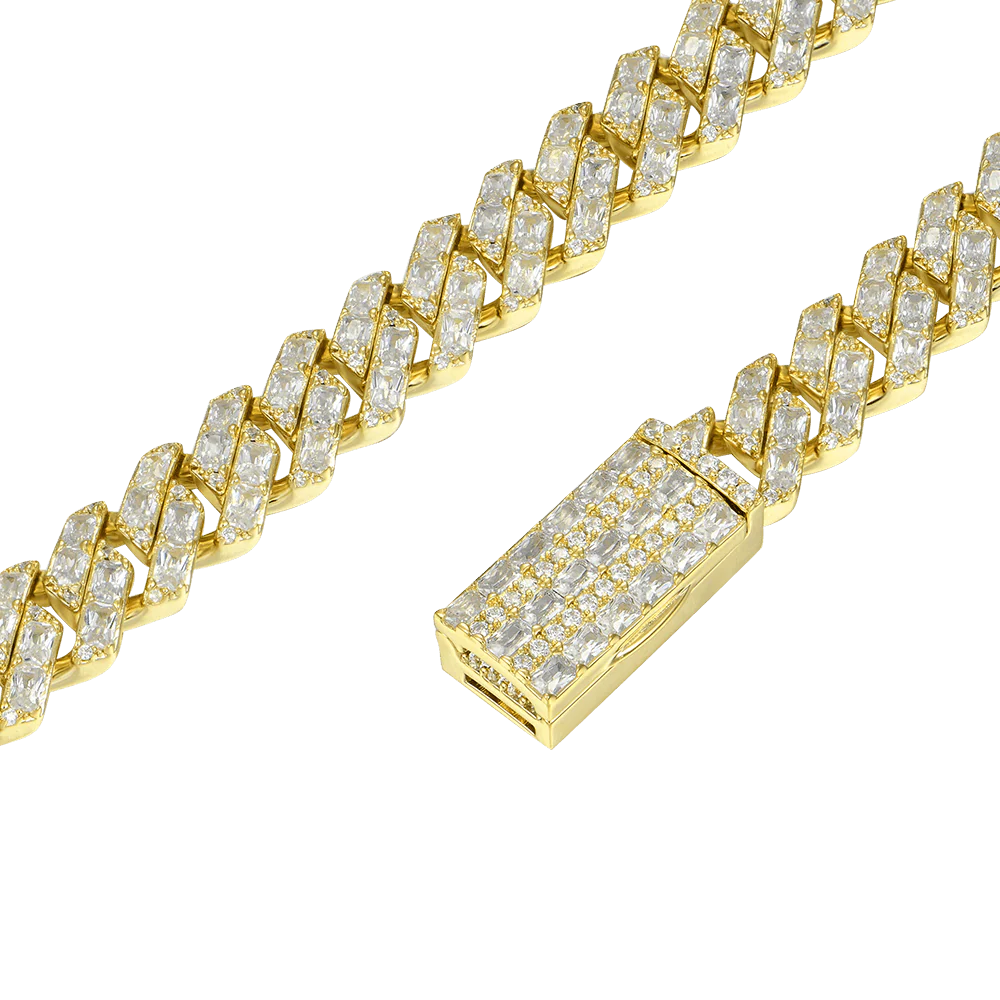 Emerald Cut Prong Cuban Link Chain - 10mm - Image 10