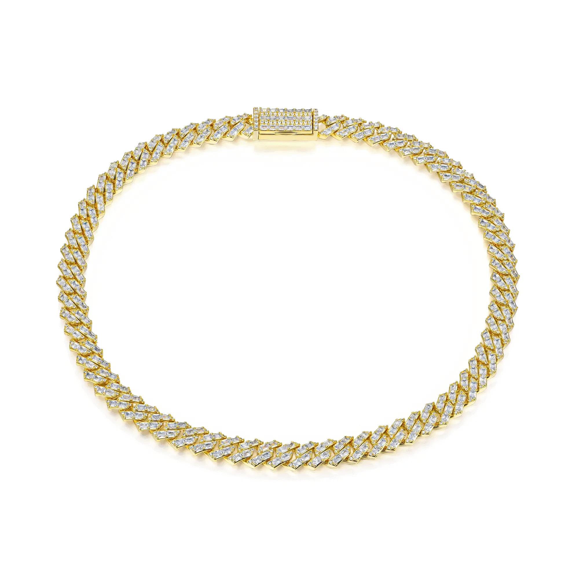 Emerald Cut Prong Cuban Link Chain - 10mm - Image 11