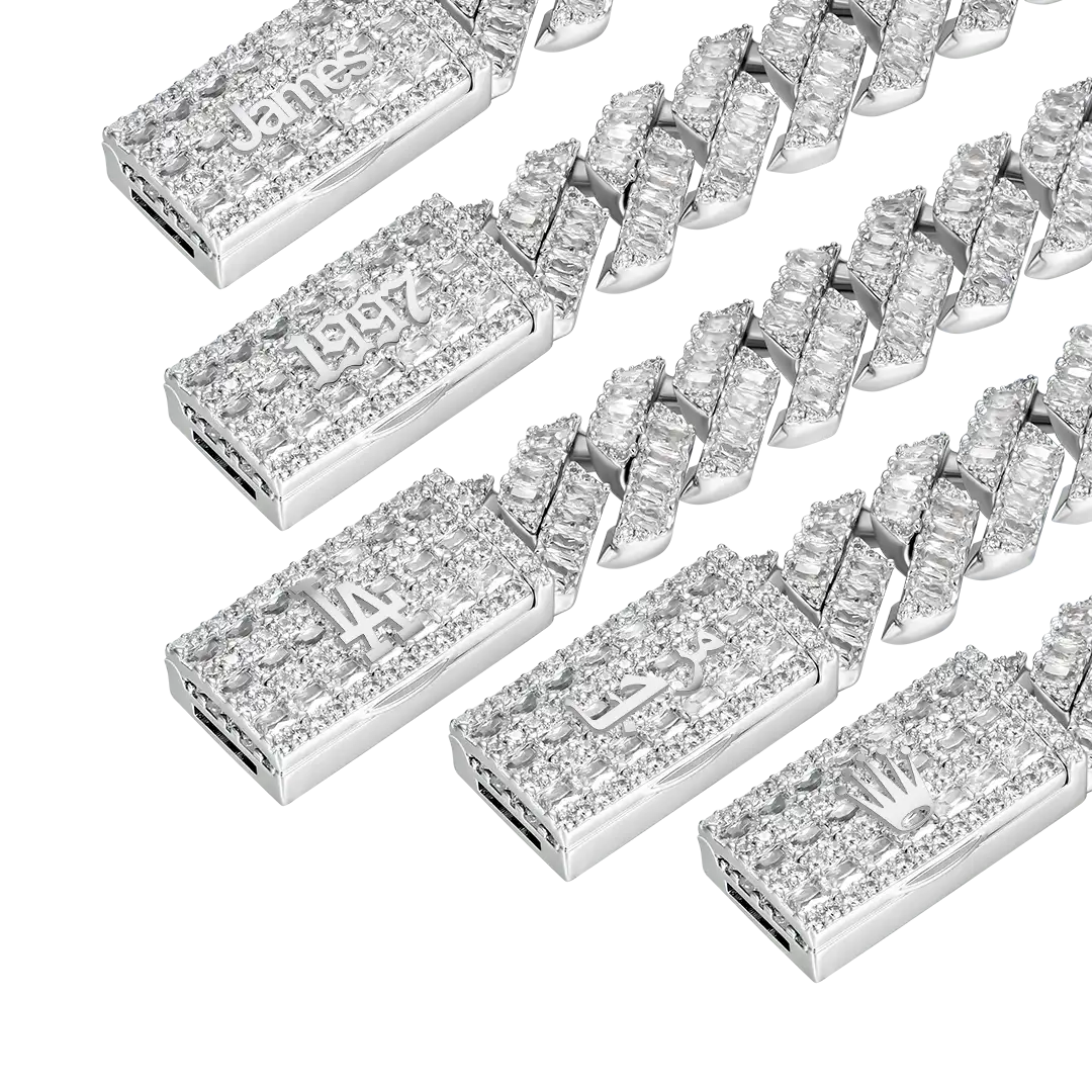 Emerald Cut Prong Cuban Link Chain - 10mm - Image 14