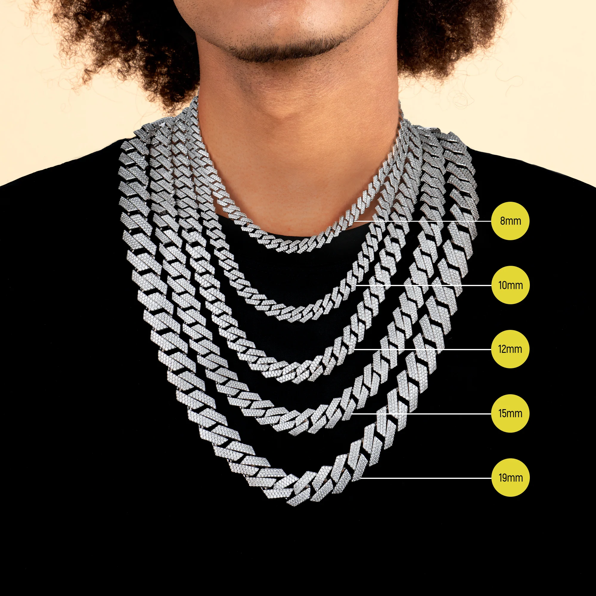 Emerald Cut Prong Cuban Link Chain - 10mm - Image 4