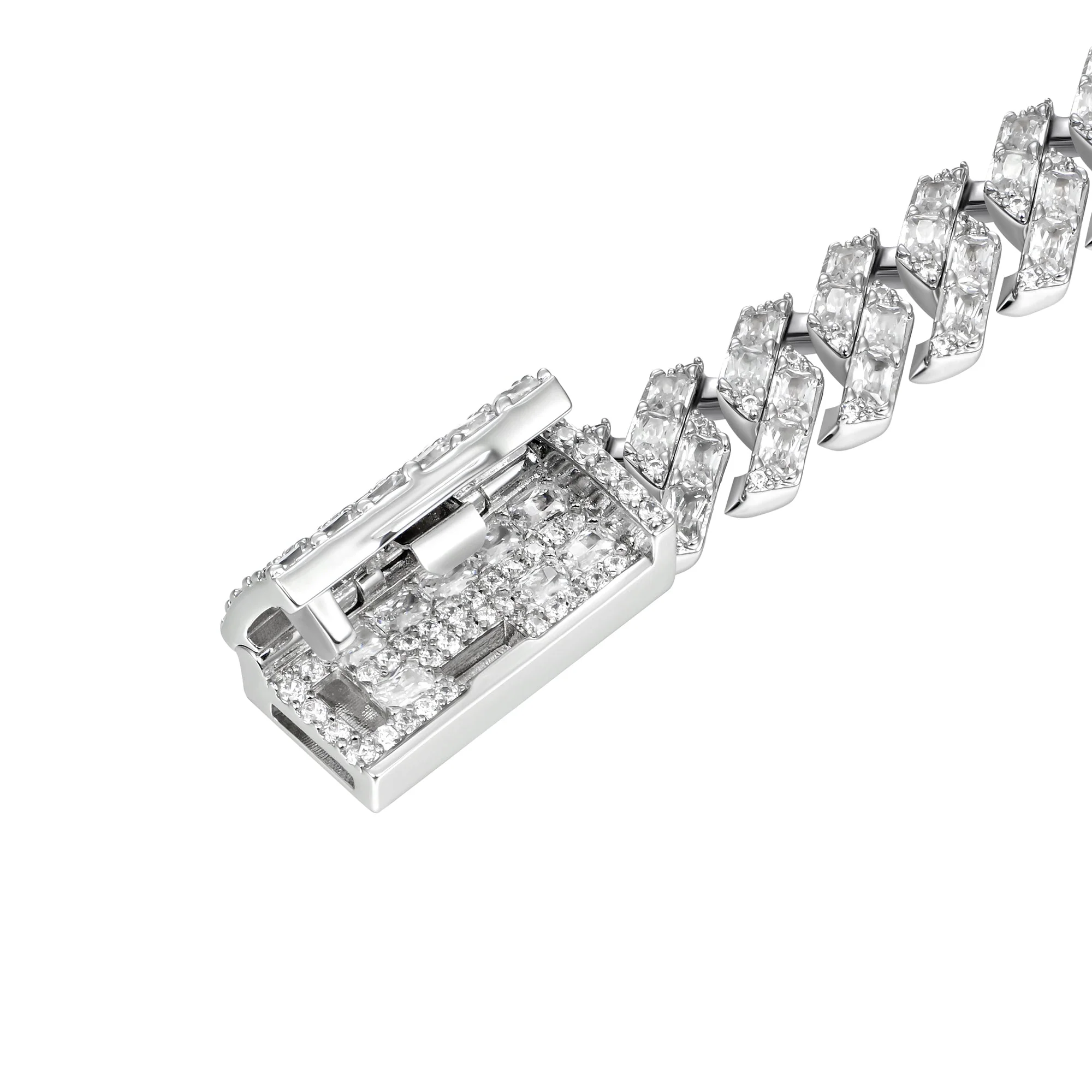 Emerald Cut Prong Cuban Link Chain - 10mm - Image 6