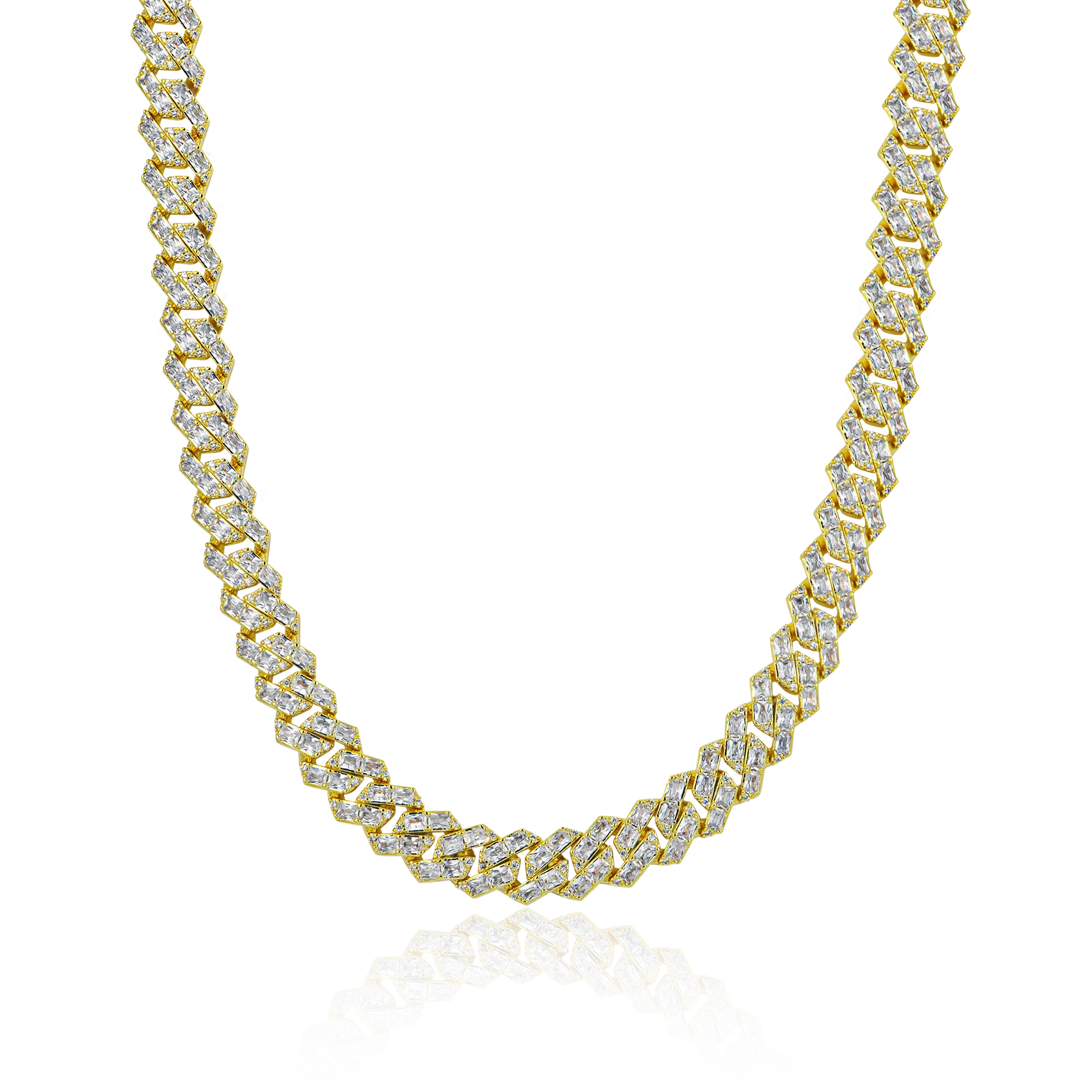Emerald Cut Prong Cuban Link Chain - 10mm - Image 8