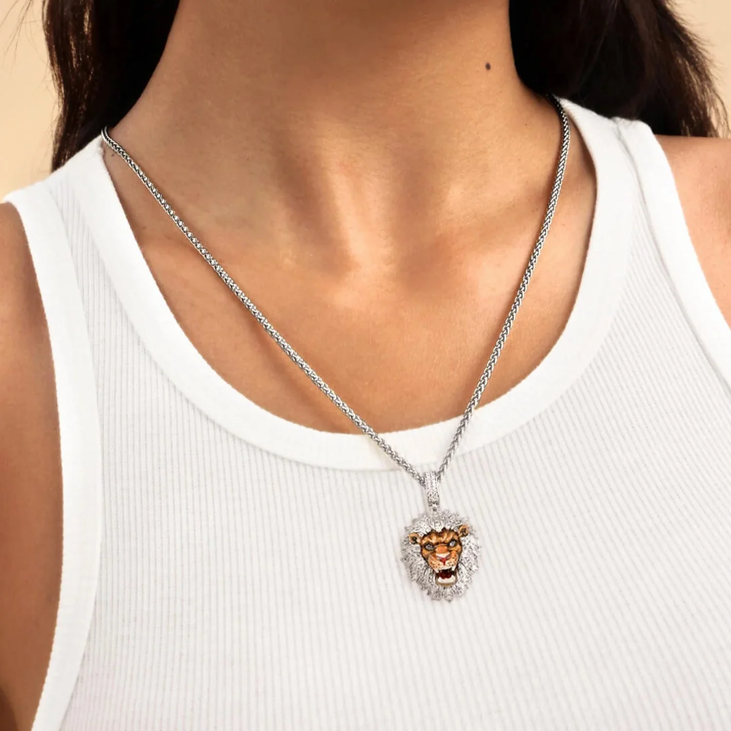 Fearless Lion Enamel Miniature Pendant - Image 3