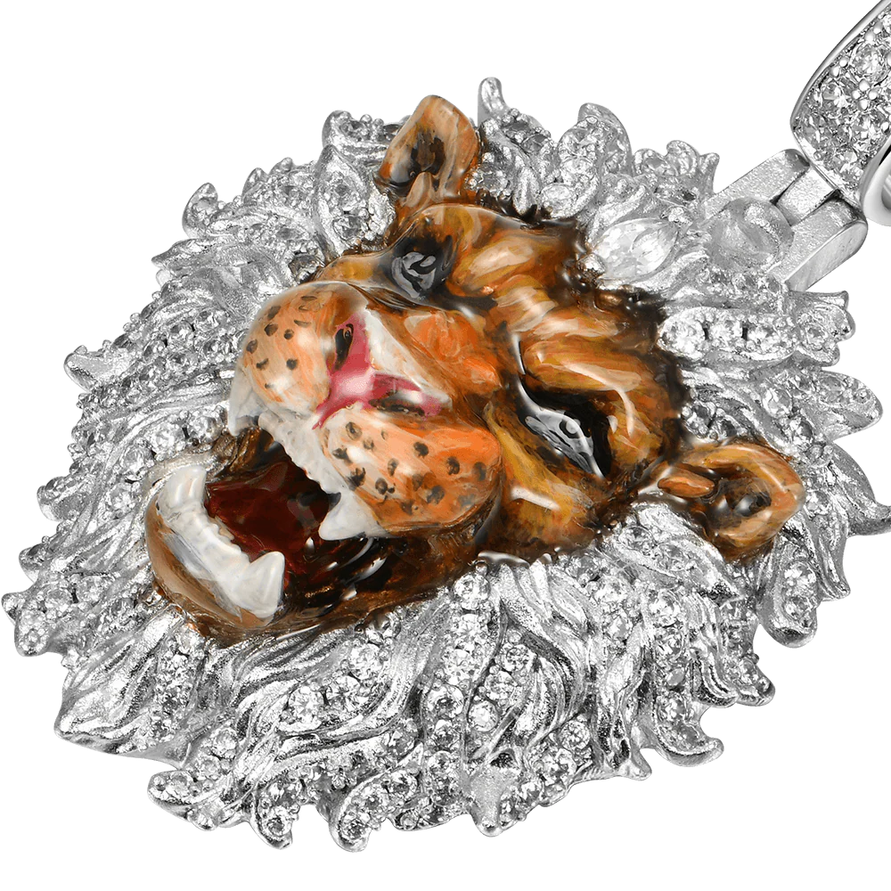 Fearless Lion Enamel Miniature Pendant - Image 5