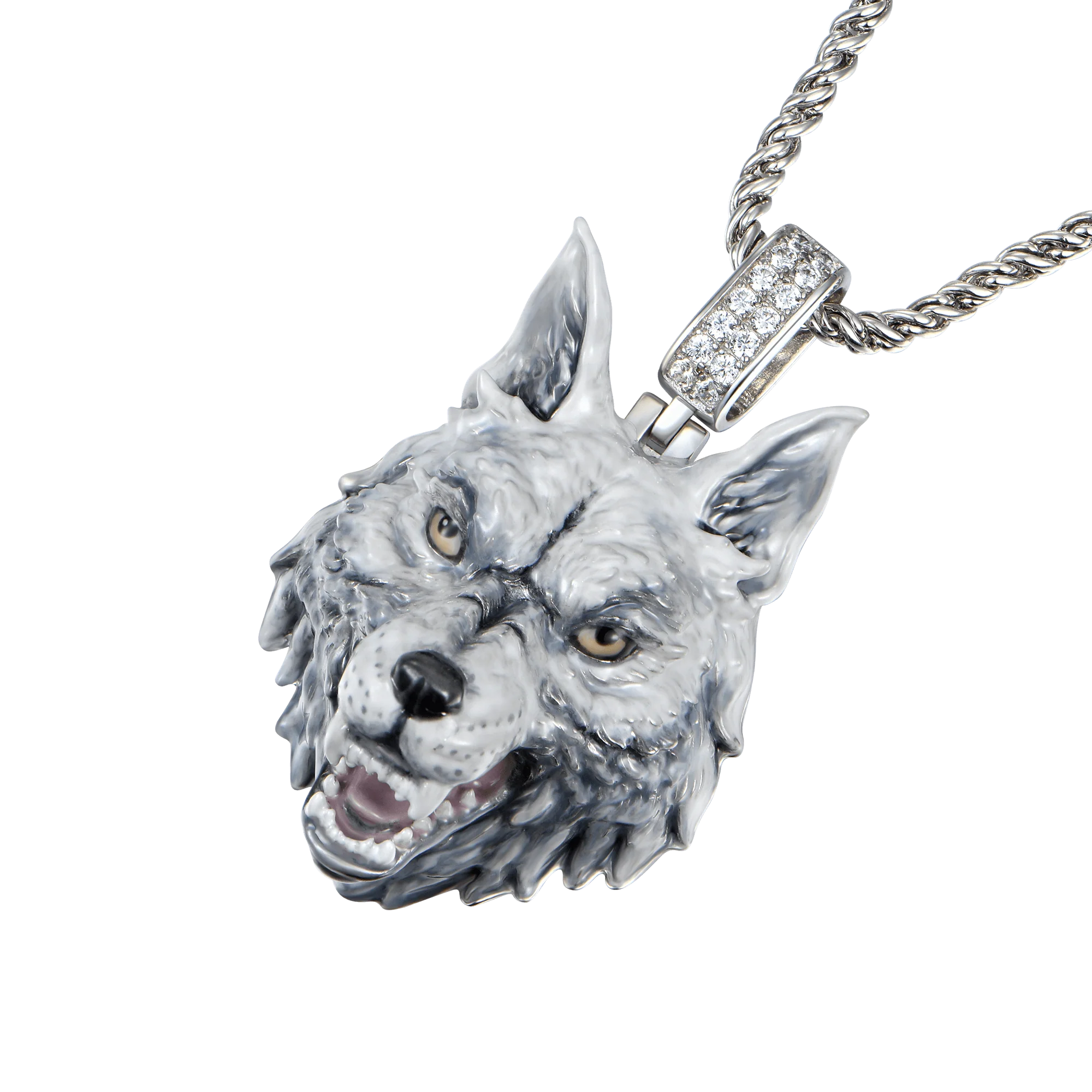 Fearless Wolf Enamel Miniature Pendant - Image 6