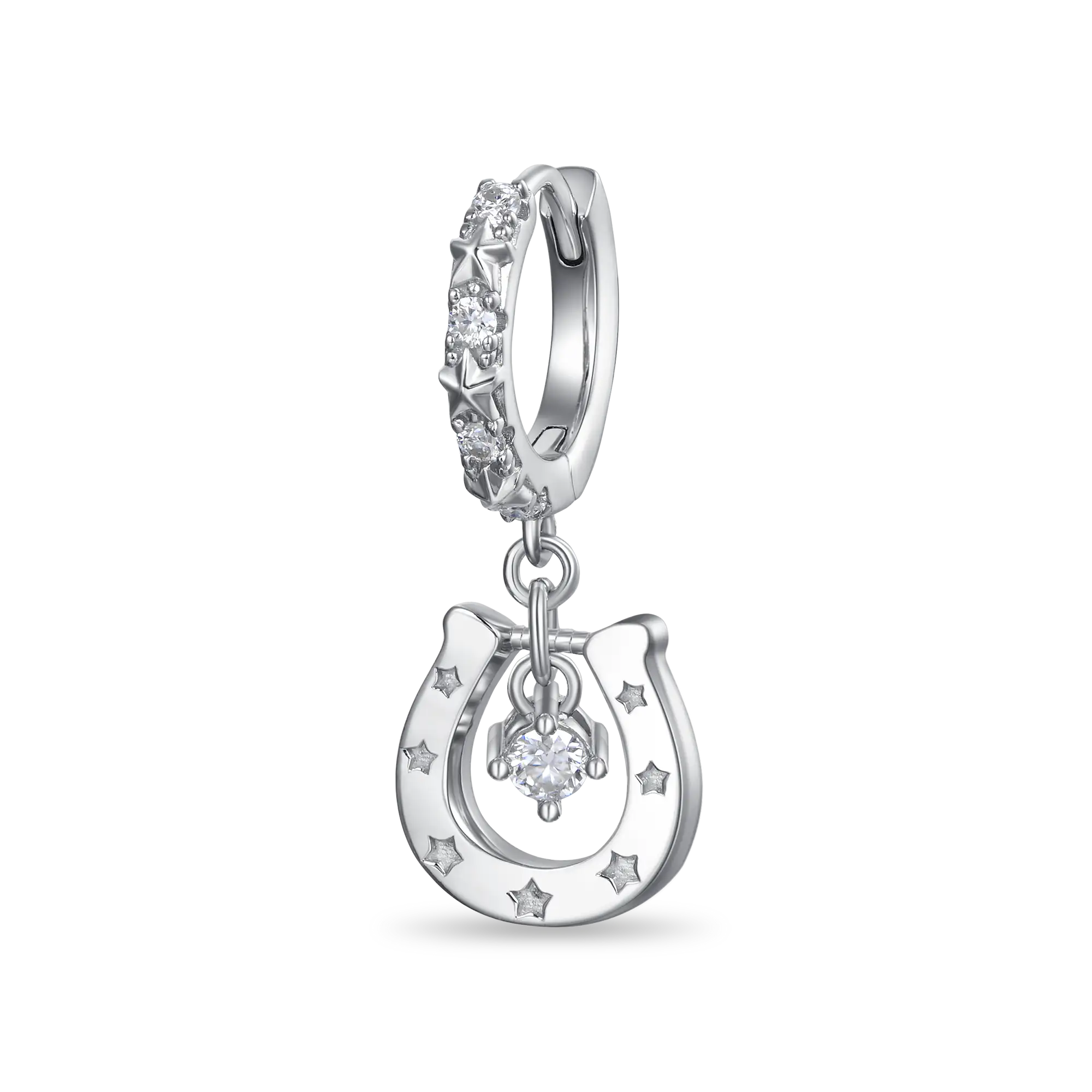 Moissanite S925 Flashing Horseshoe Dangly Earring - Image 4