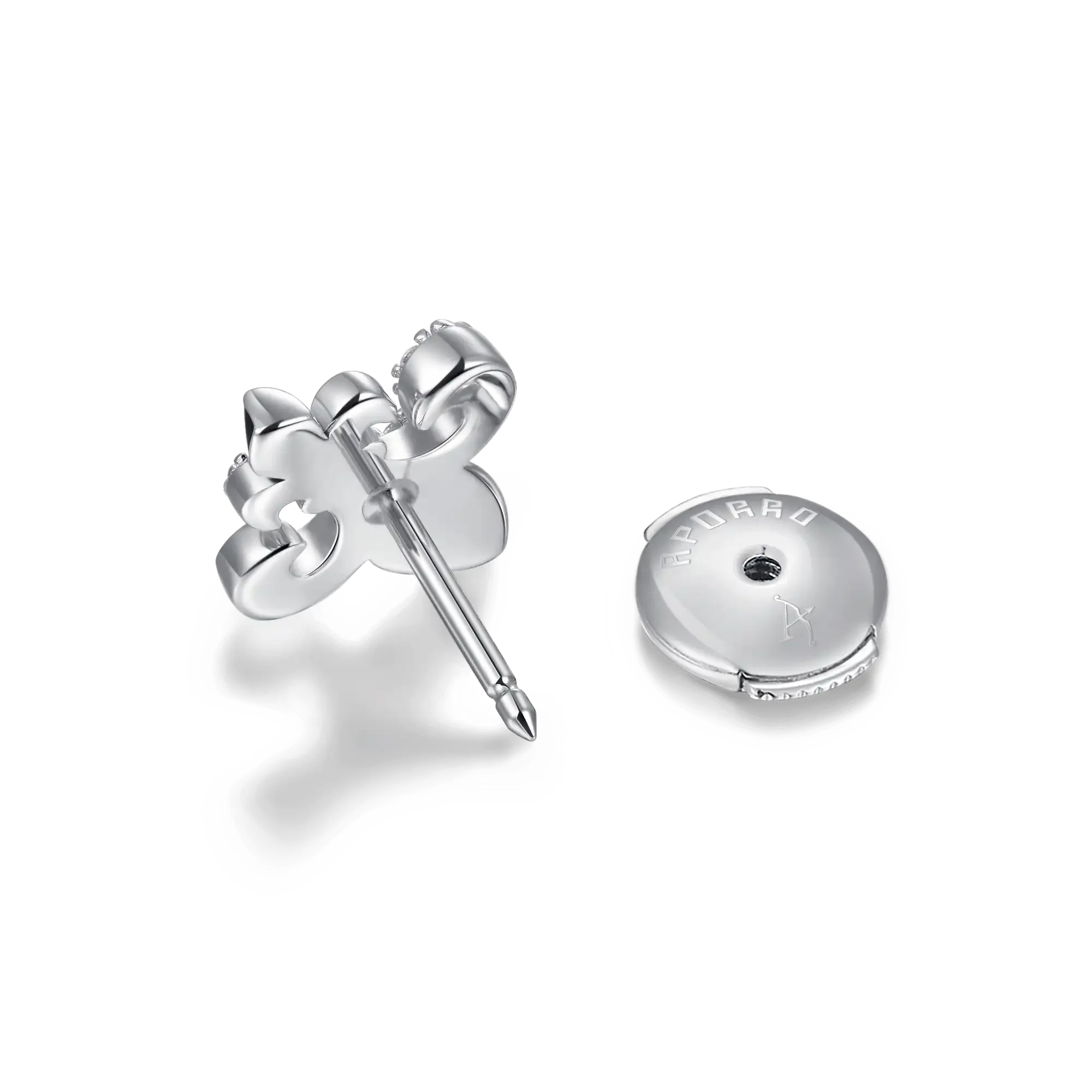 S925 Knight Fleur de lis Stud Earrings - Pair - Image 4