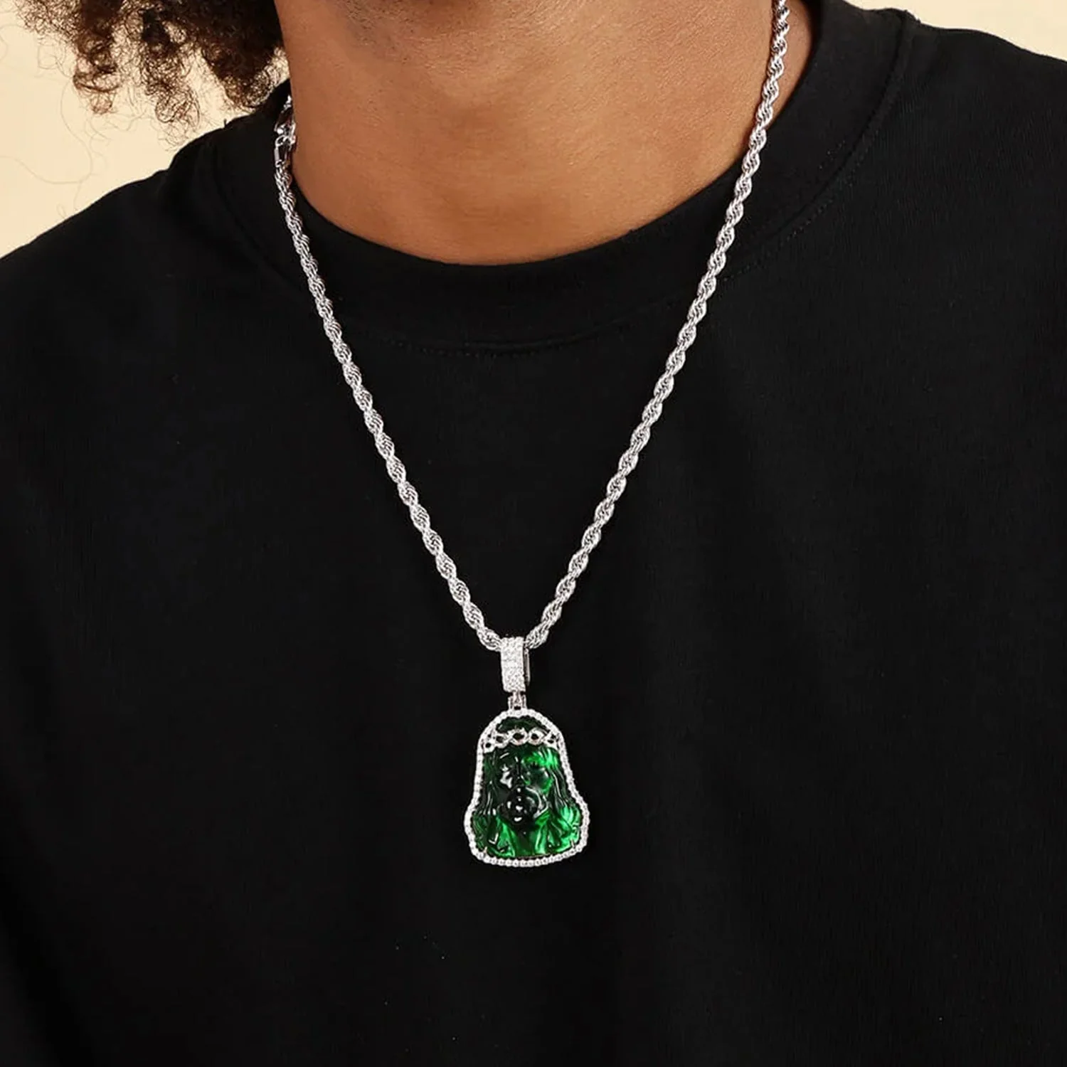 Arcenciel Gospel Forest Green Jesus Pendant - Image 2