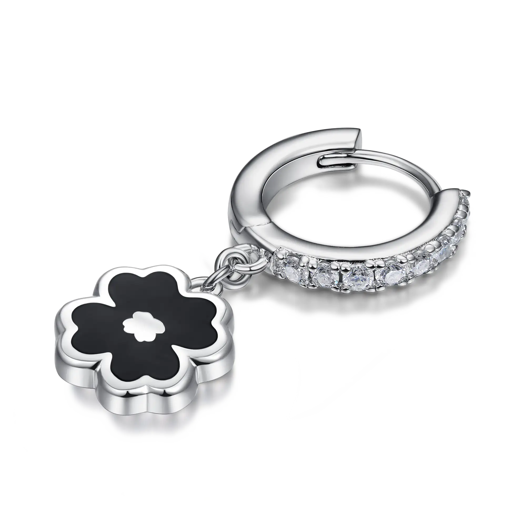 Moissanite S925 Four-leaf Clover Dangly Earring - Image 4