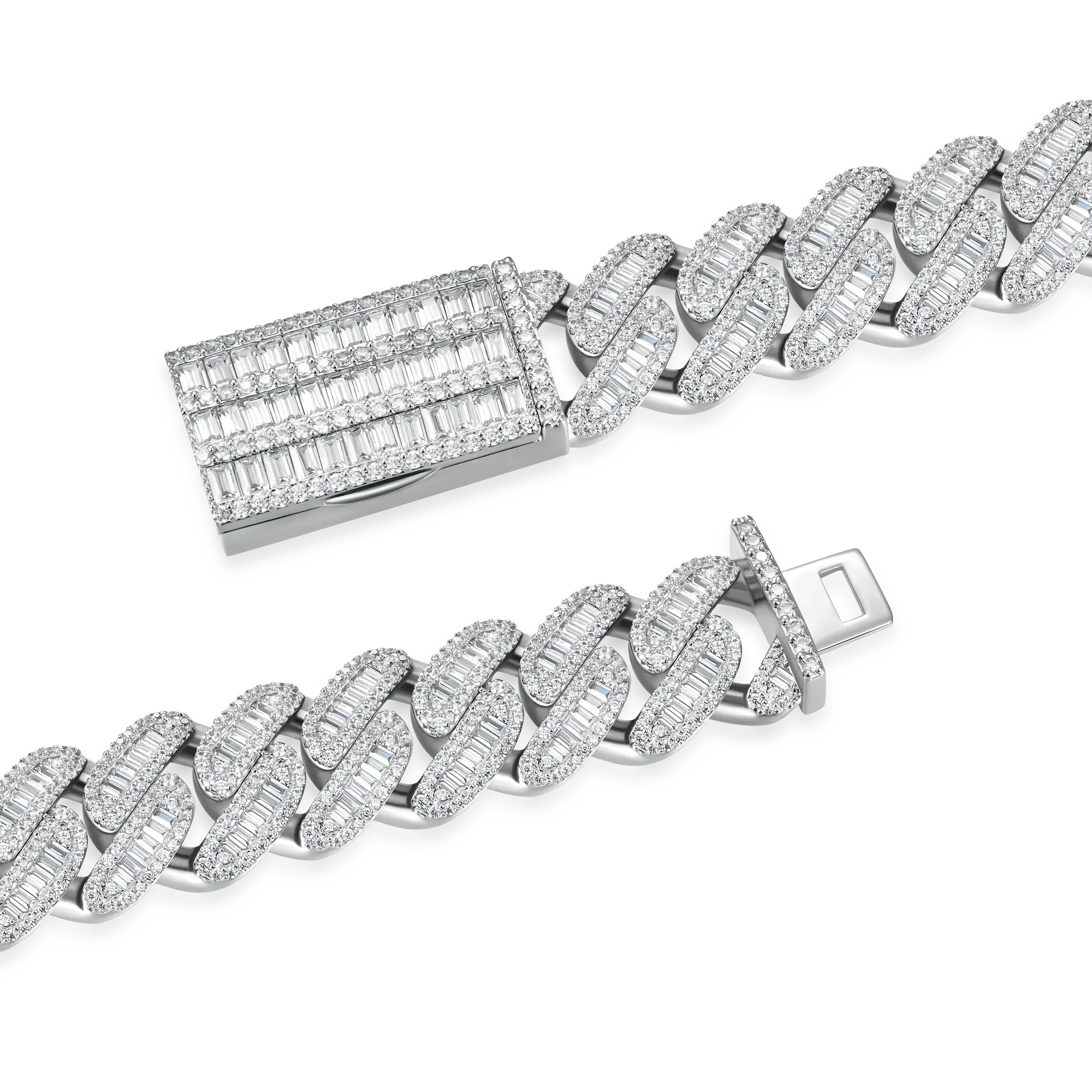 Halo Baguette Cut Cuban Link Chain - Image 5