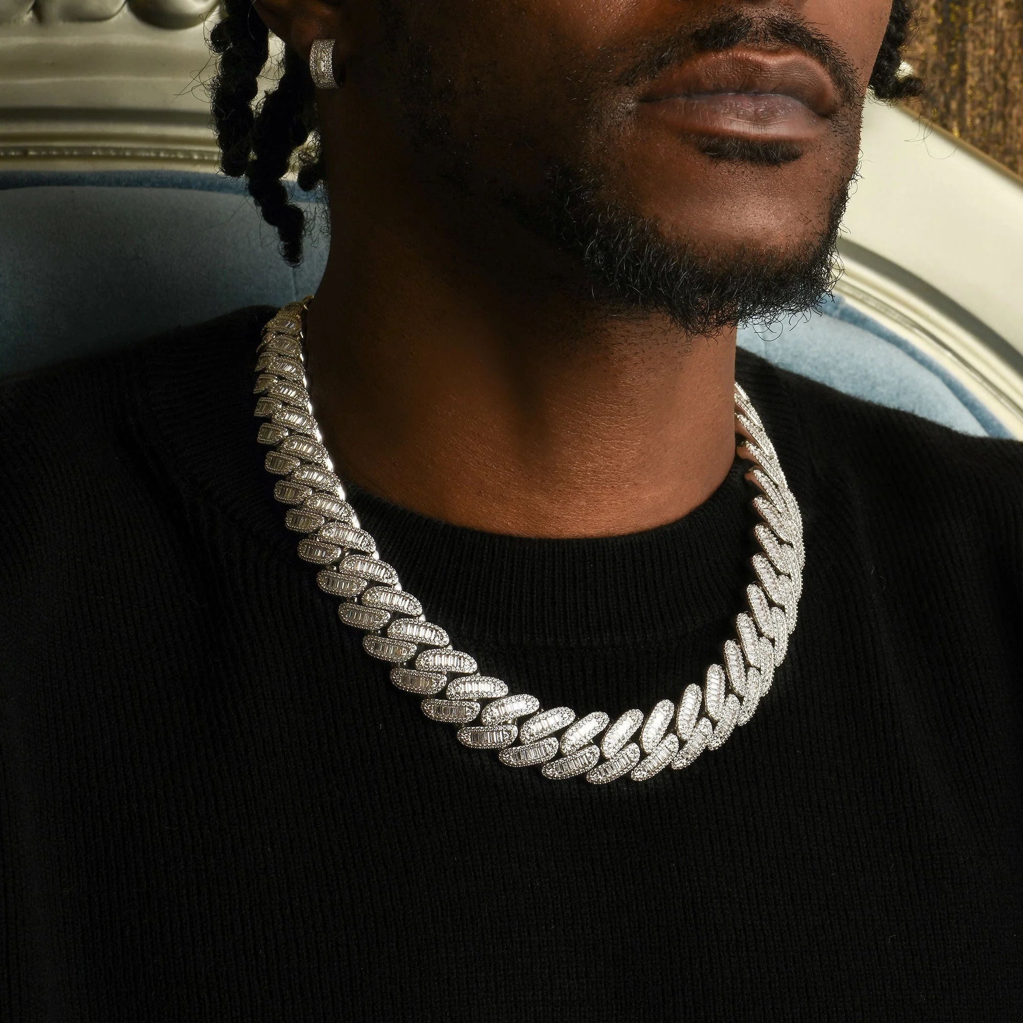 Halo Baguette Cut Cuban Link Chain - Image 7