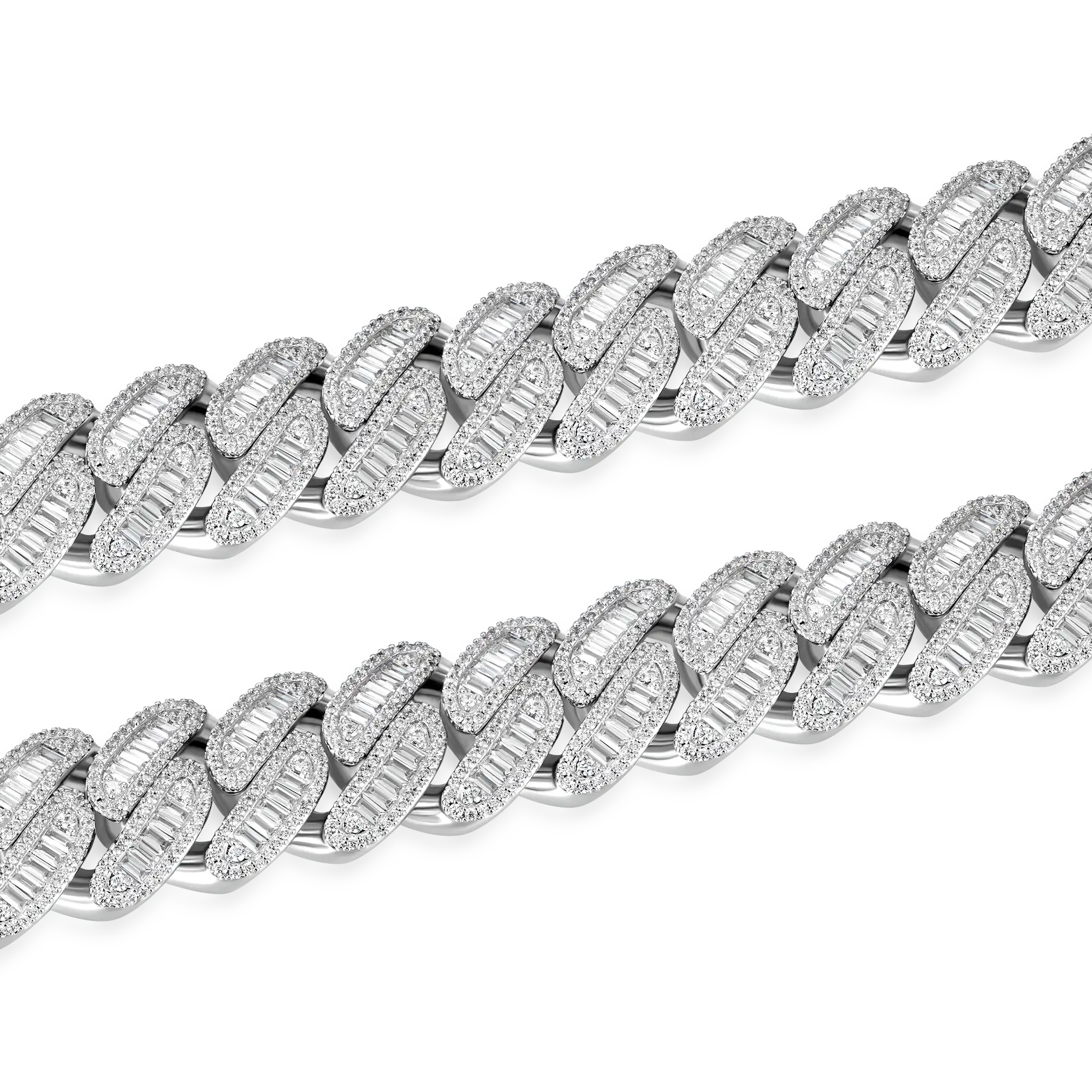 Halo Baguette Cut Cuban Link Chain - Image 8