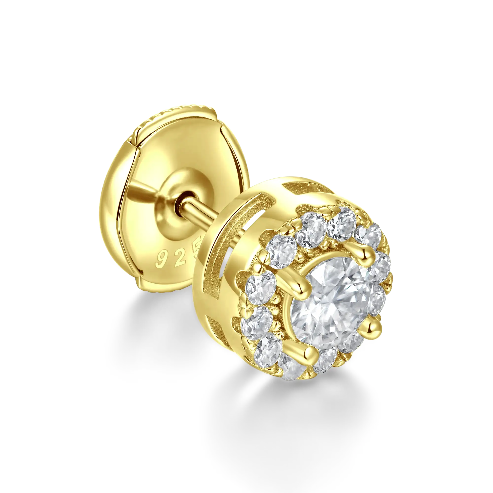 Moissanite S925 Halo Round Cut Stud Earring - Image 14