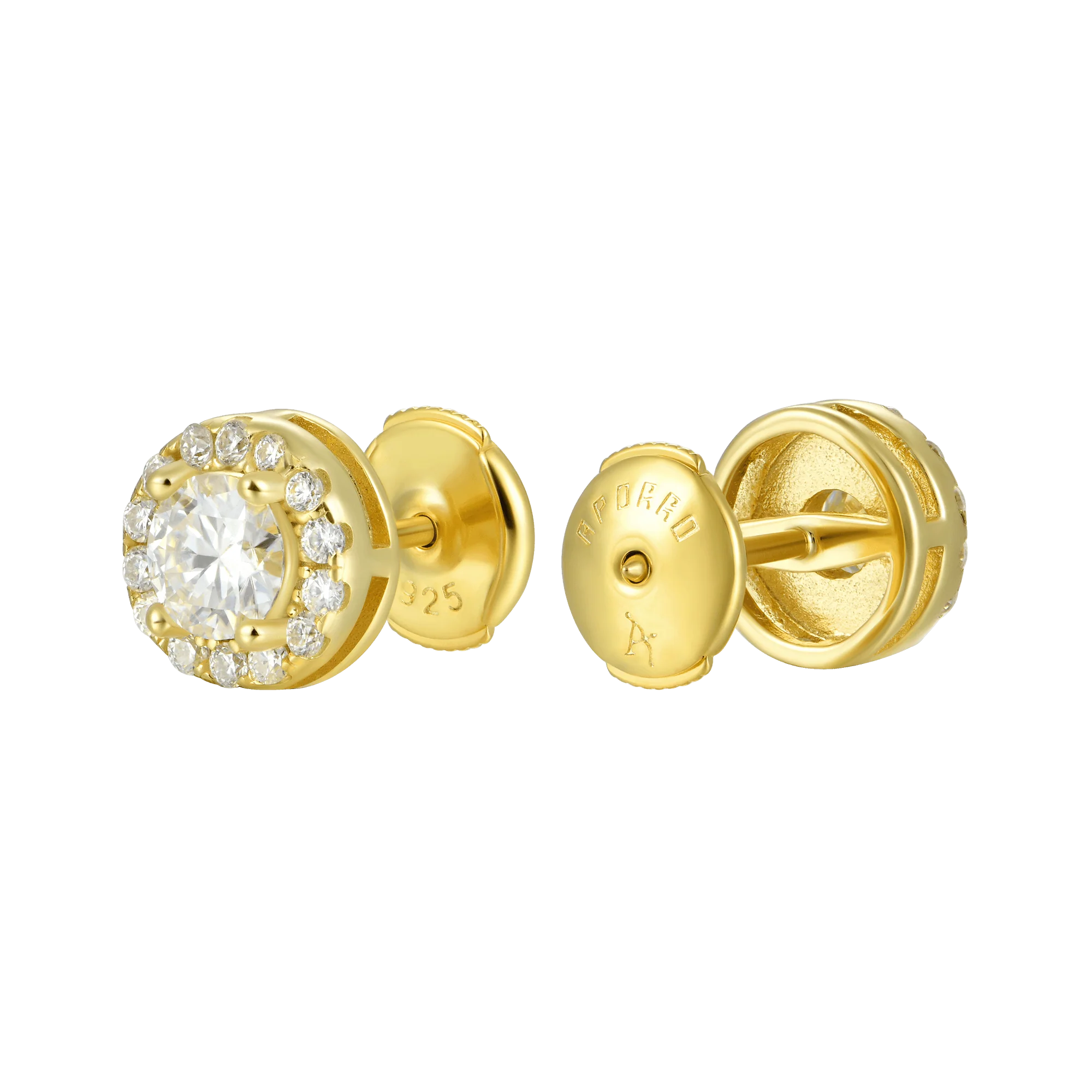 Single Moissanite Halo Round Cut Stud Earring - Image 7