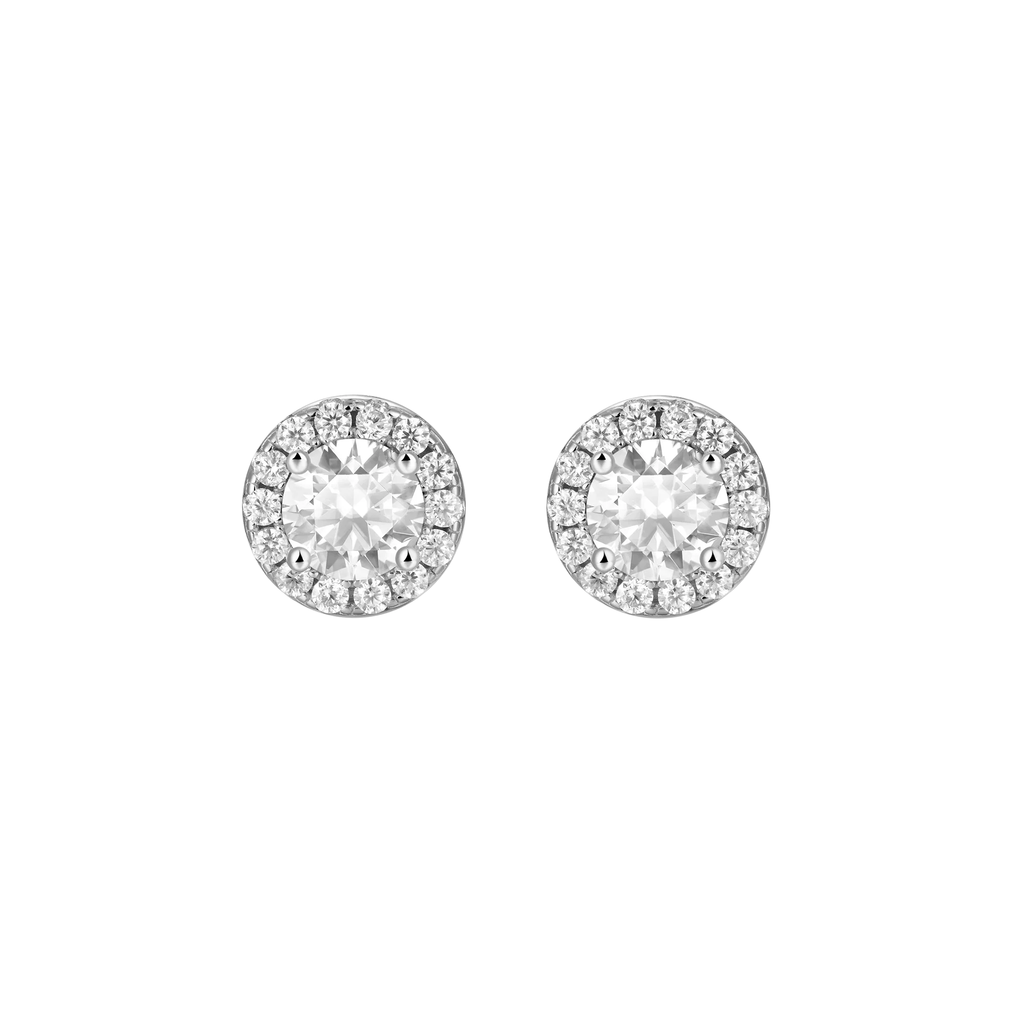 Halo Round Cut Moissanite Stud Earring