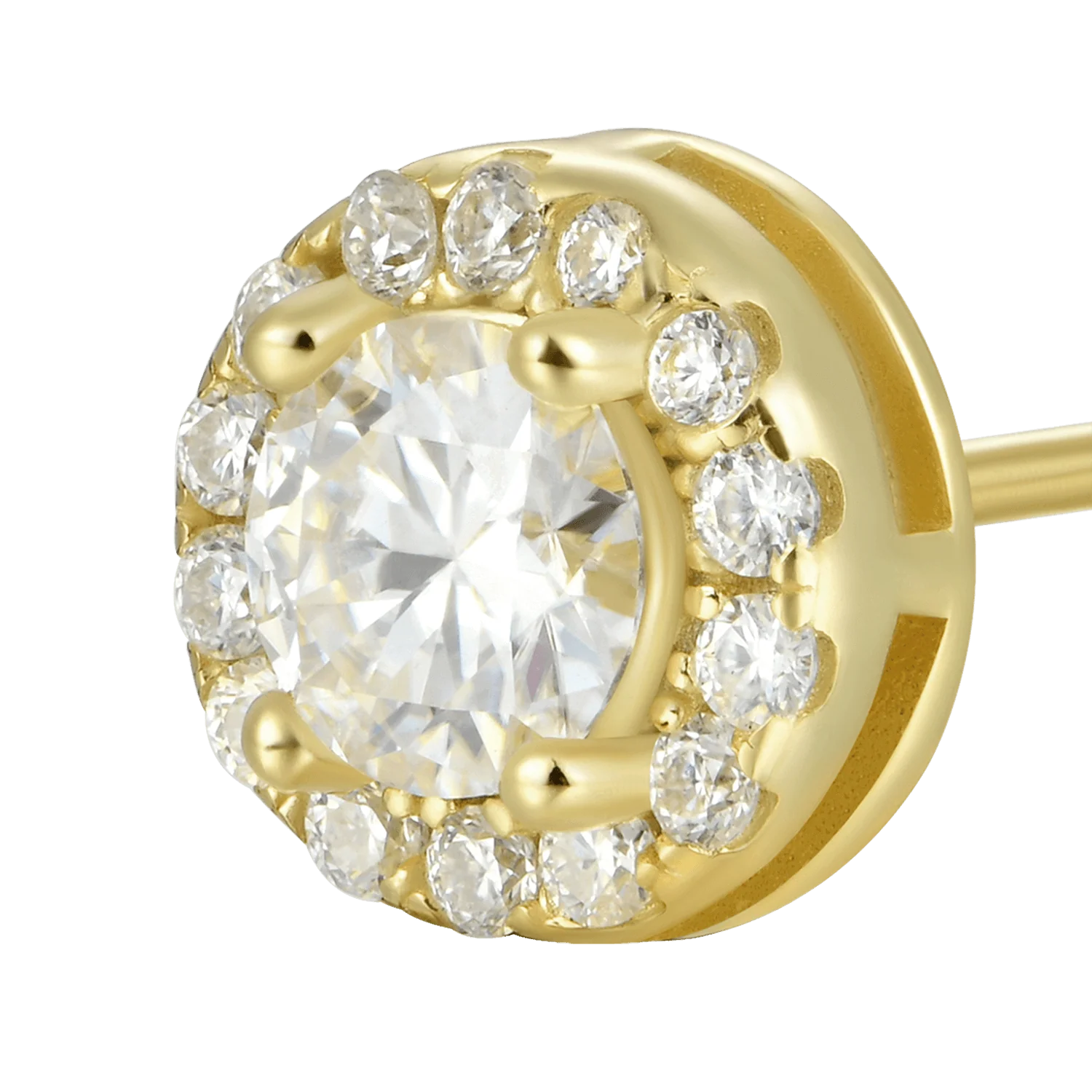 Halo Round Cut Moissanite Stud Earring - Image 10