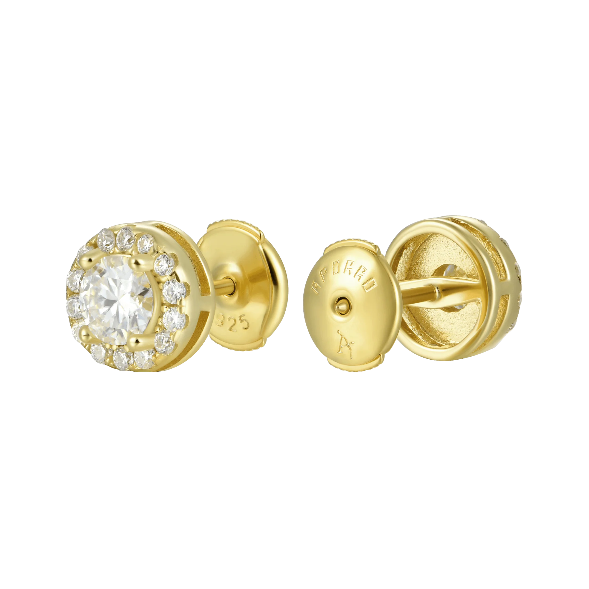 Halo Round Cut Moissanite Stud Earring - Image 11