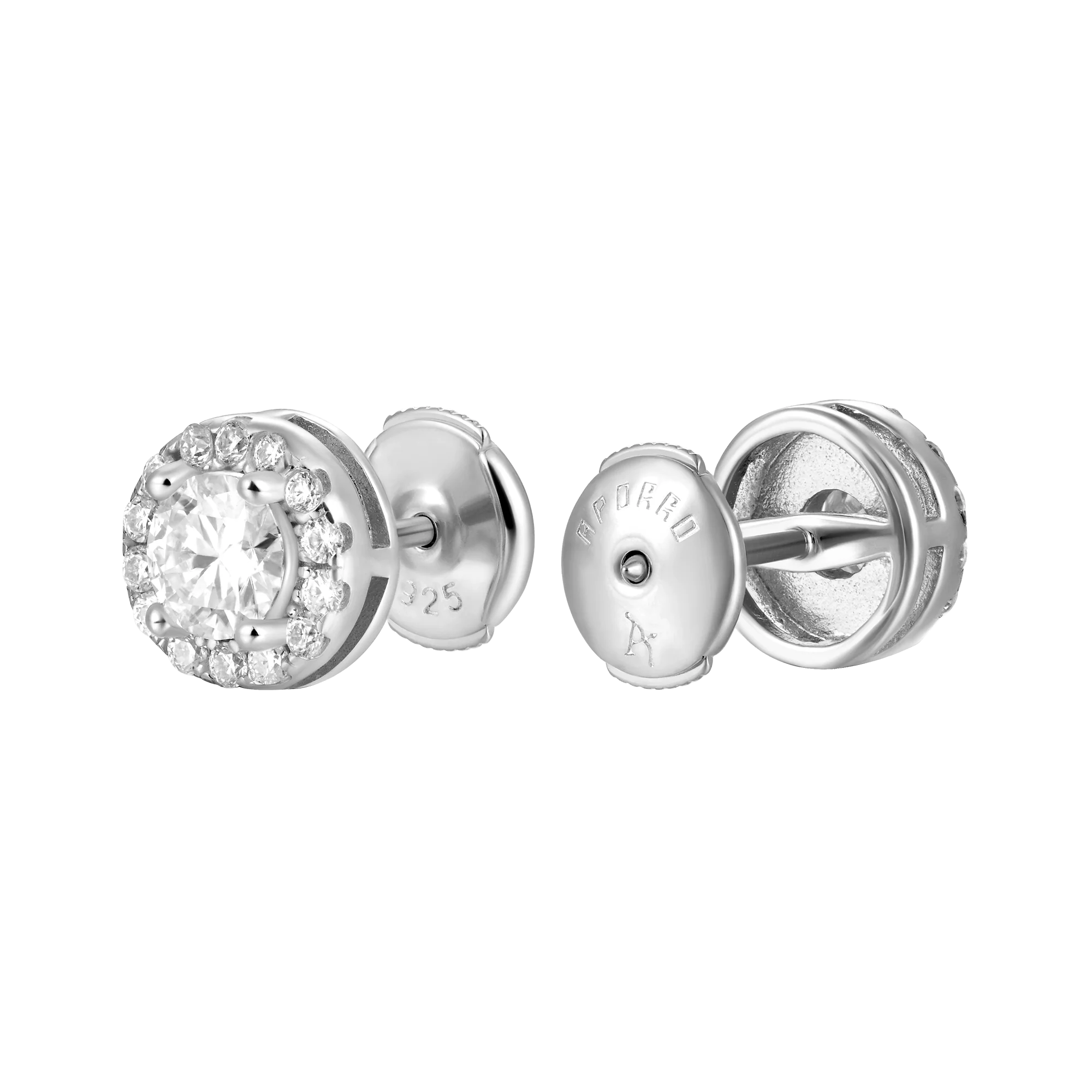 Halo Round Cut Moissanite Stud Earring - Image 5
