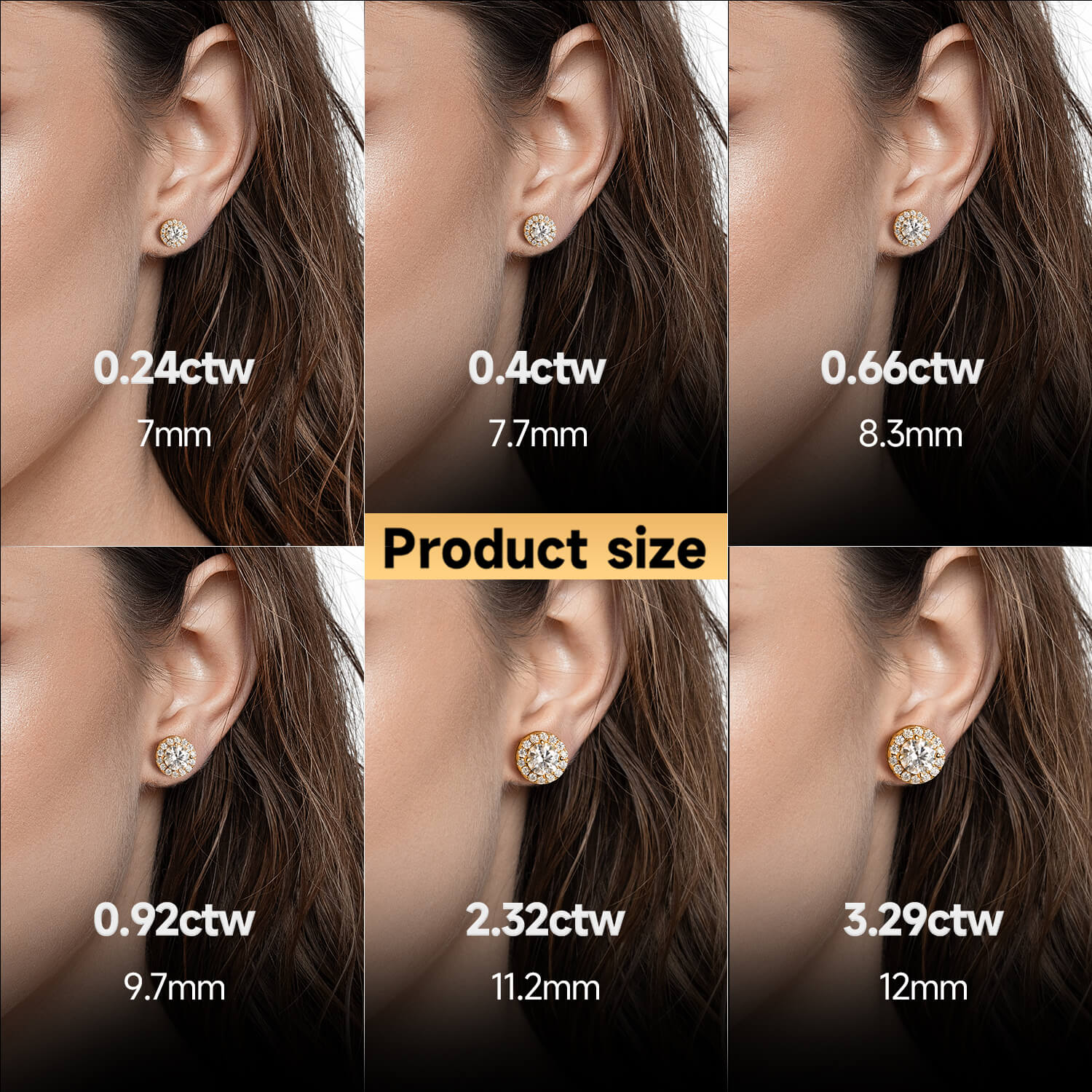 Moissanite S925 Halo Round Cut Stud Earring - Image 3