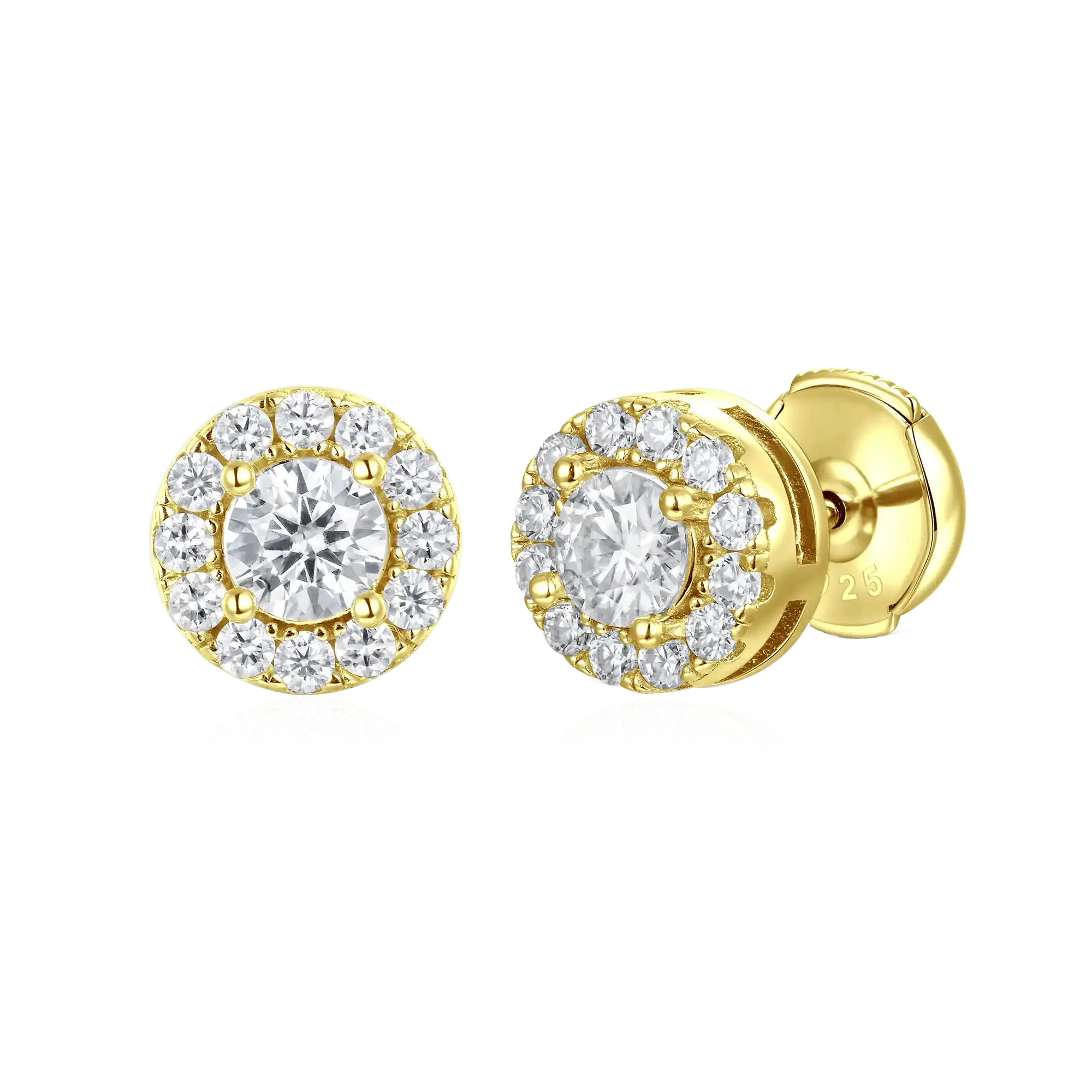Moissanite S925 Halo Round Cut Stud Earring - Image 5