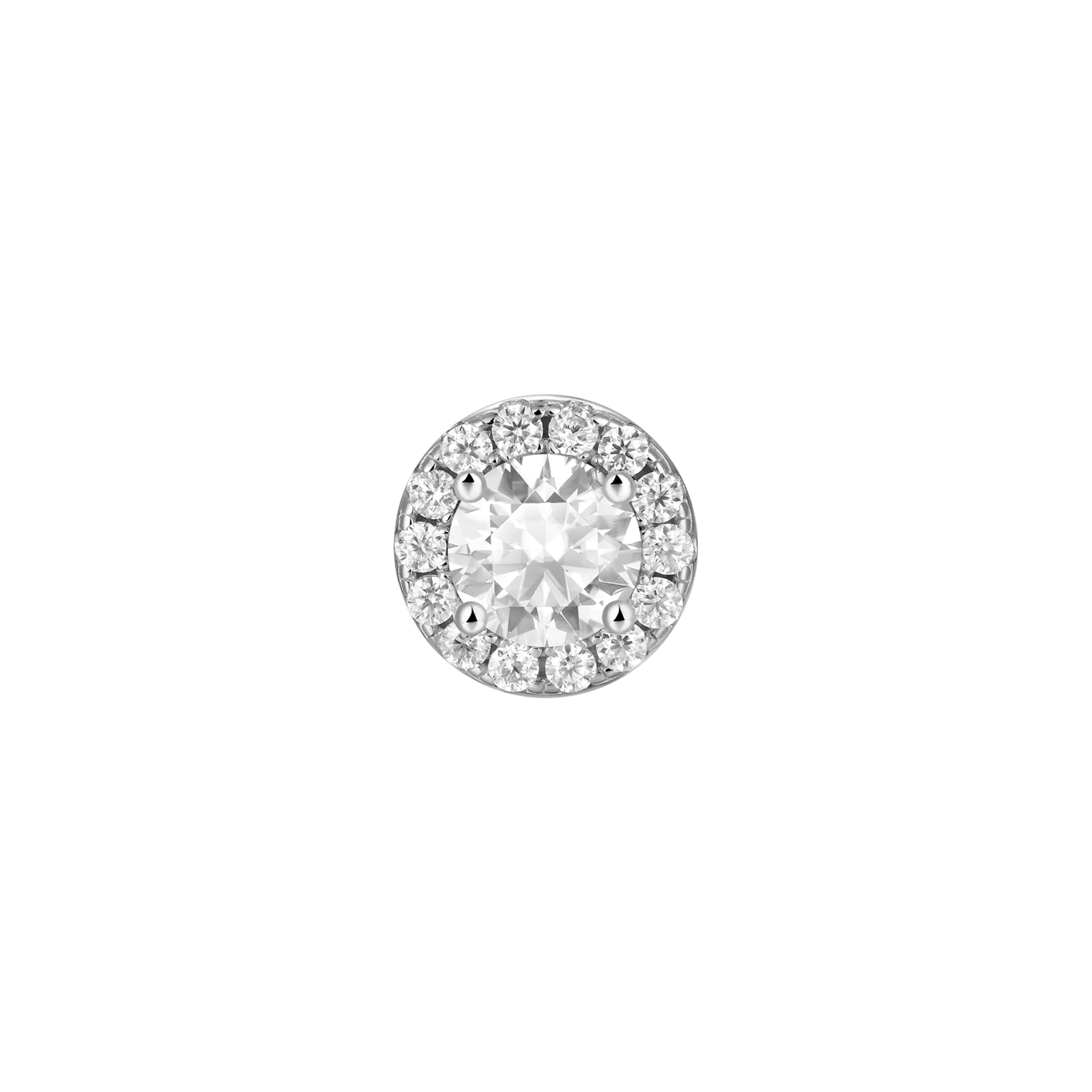 Halo Round Cut Moissanite Stud Earring - Single - Image 4
