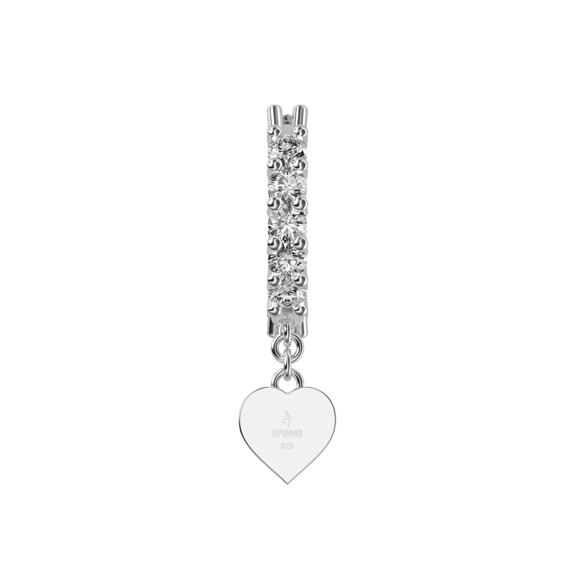 Heart Baguette Mix Halo Dangly Earring - Single - Image 3