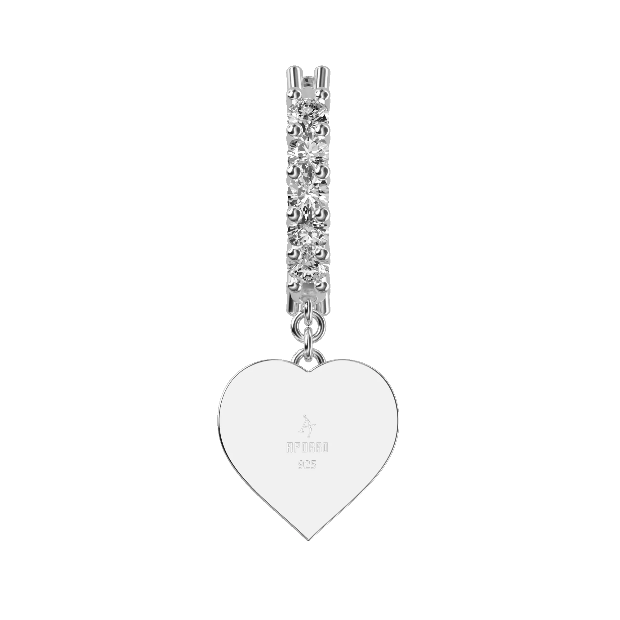 S925 Heart Baguette Mix Halo Dangly Earrings - Pair - Image 12