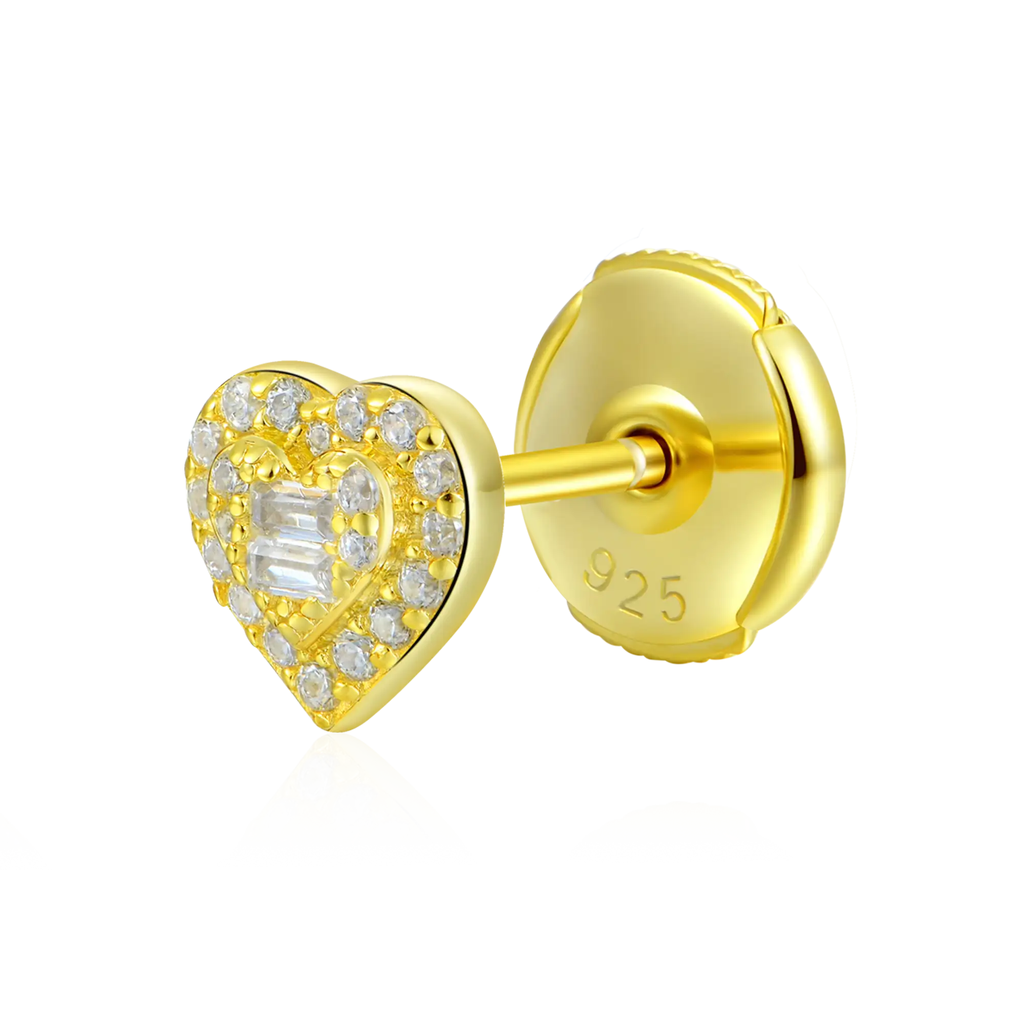 S925 Heart Baguette Mix Halo Stud Earrings - Pair - Image 14