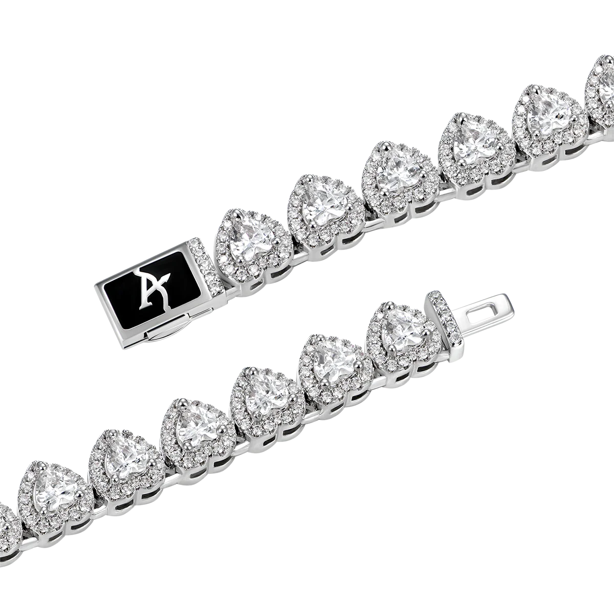 Heart Shaped Cut Clustered Tennis Chain - 7mm - Image 5