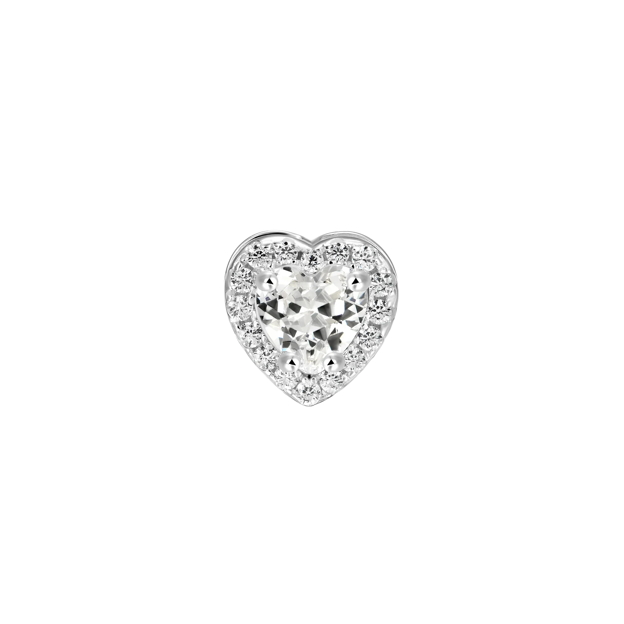 Heart Shaped Cut Halo Stud Earring - Single