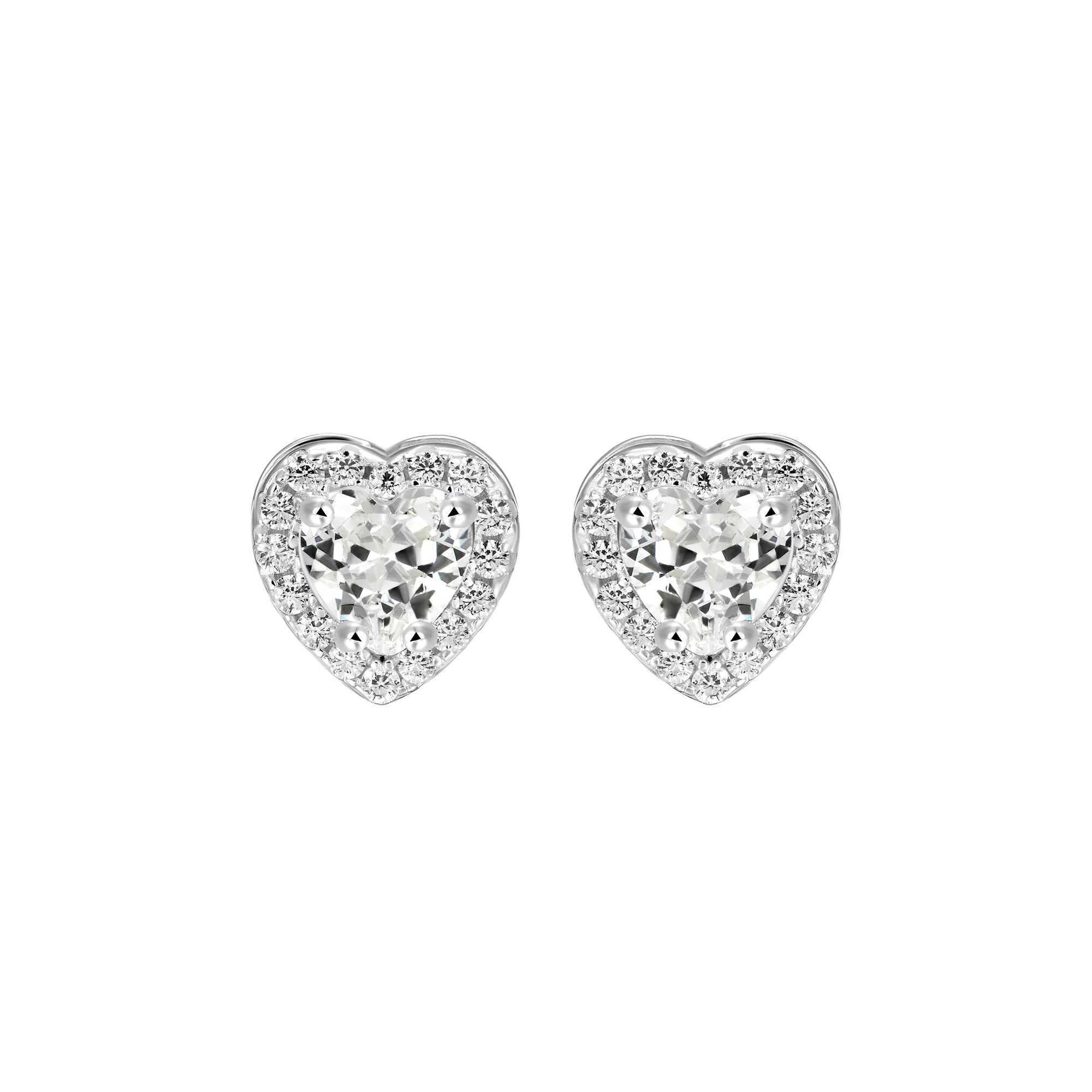 Heart Shaped Cut Halo Stud Earring - Single - Image 4