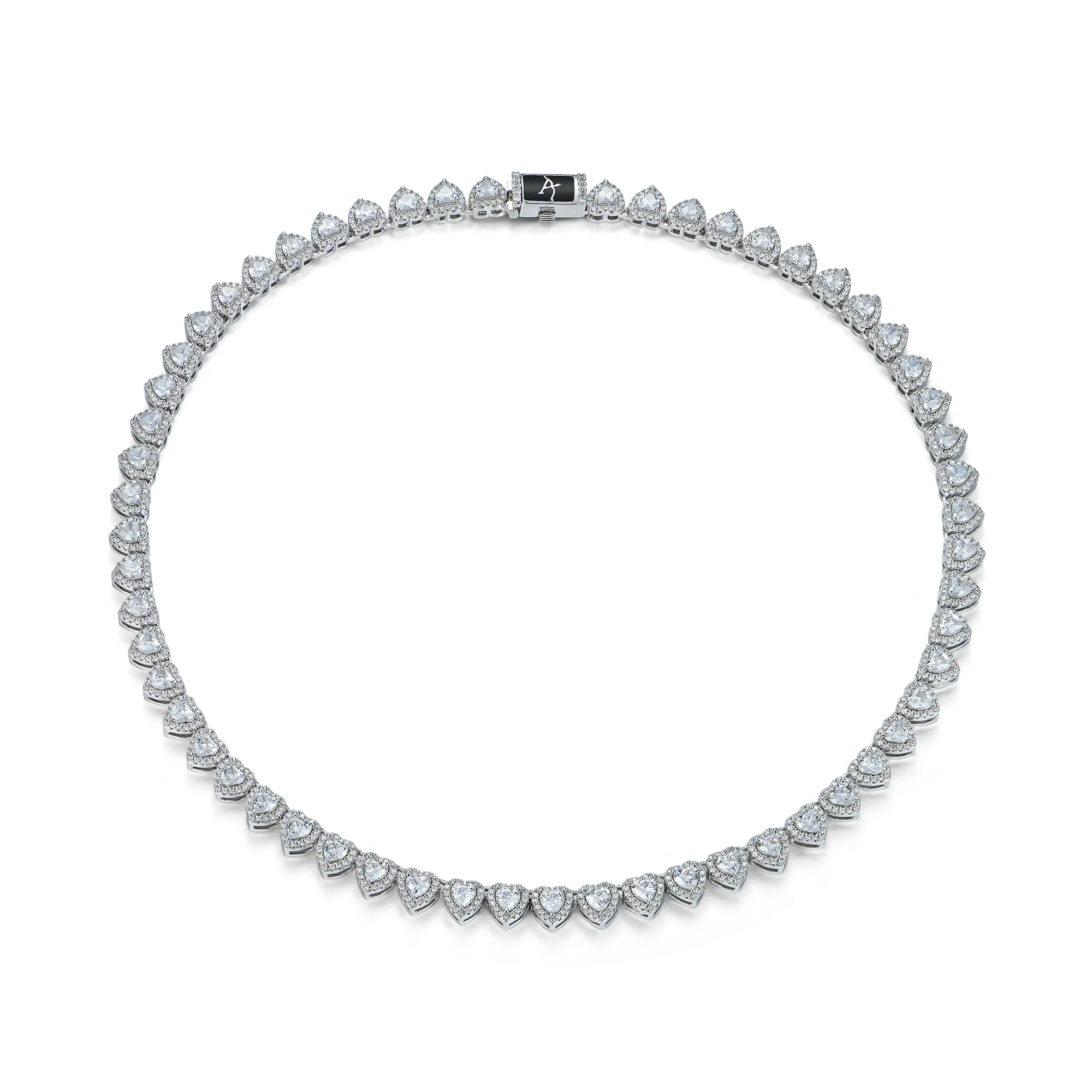 Moissanite Heart Shaped Cut Clustered Tennis Chain - 7mm - Image 5