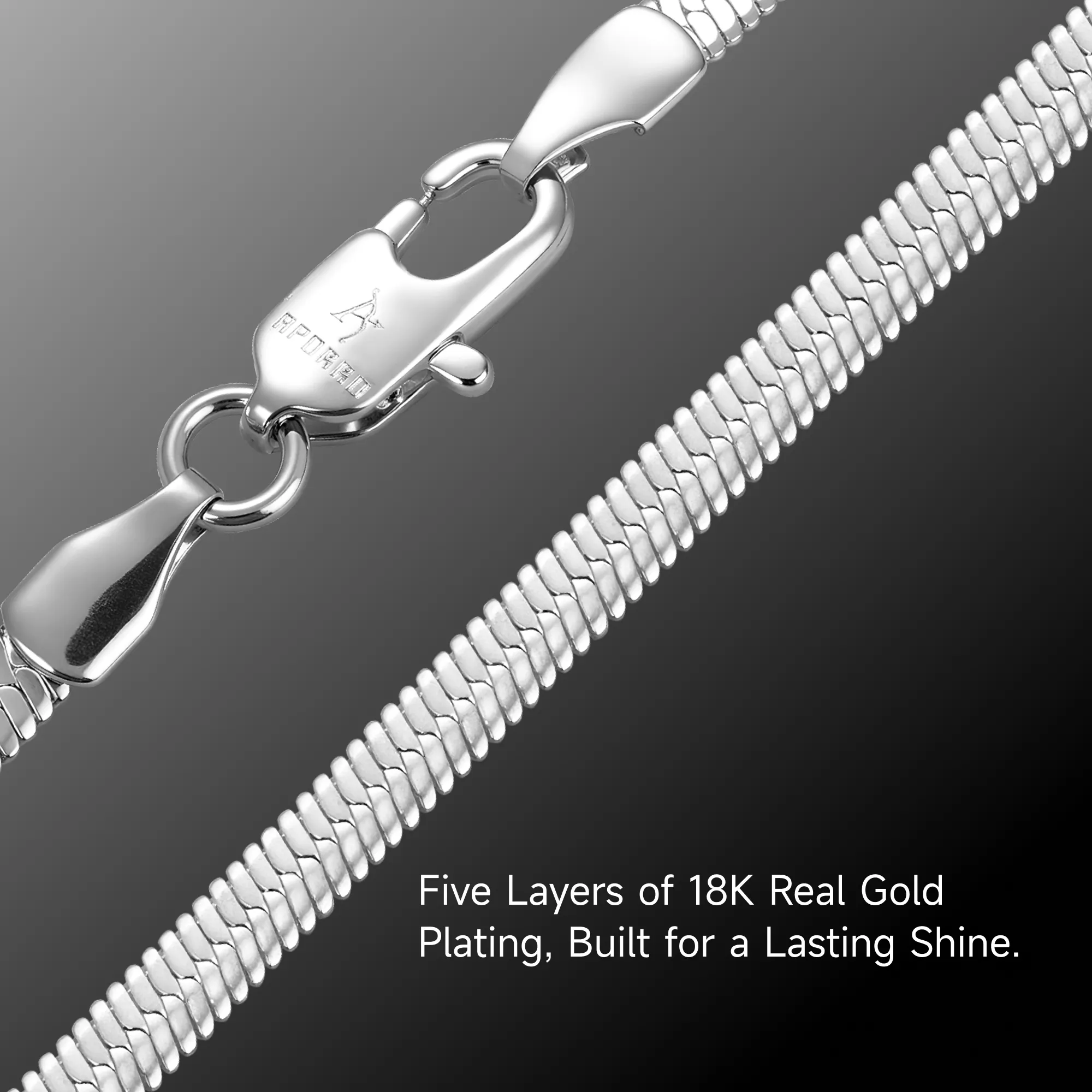 3mm Herringbone Chain - White Gold - Image 4