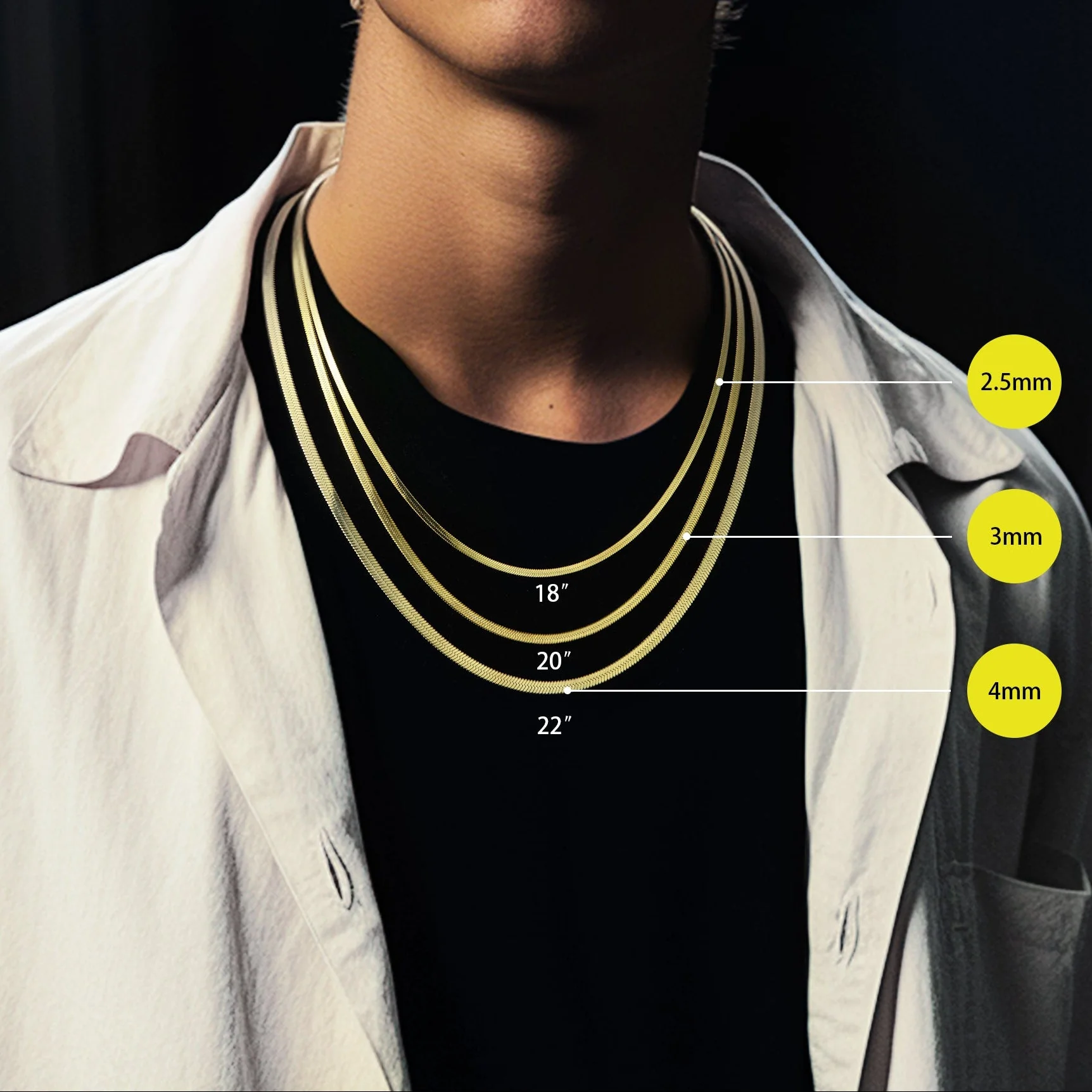 4mm Herringbone Chain - Yellow Gold - Image 2