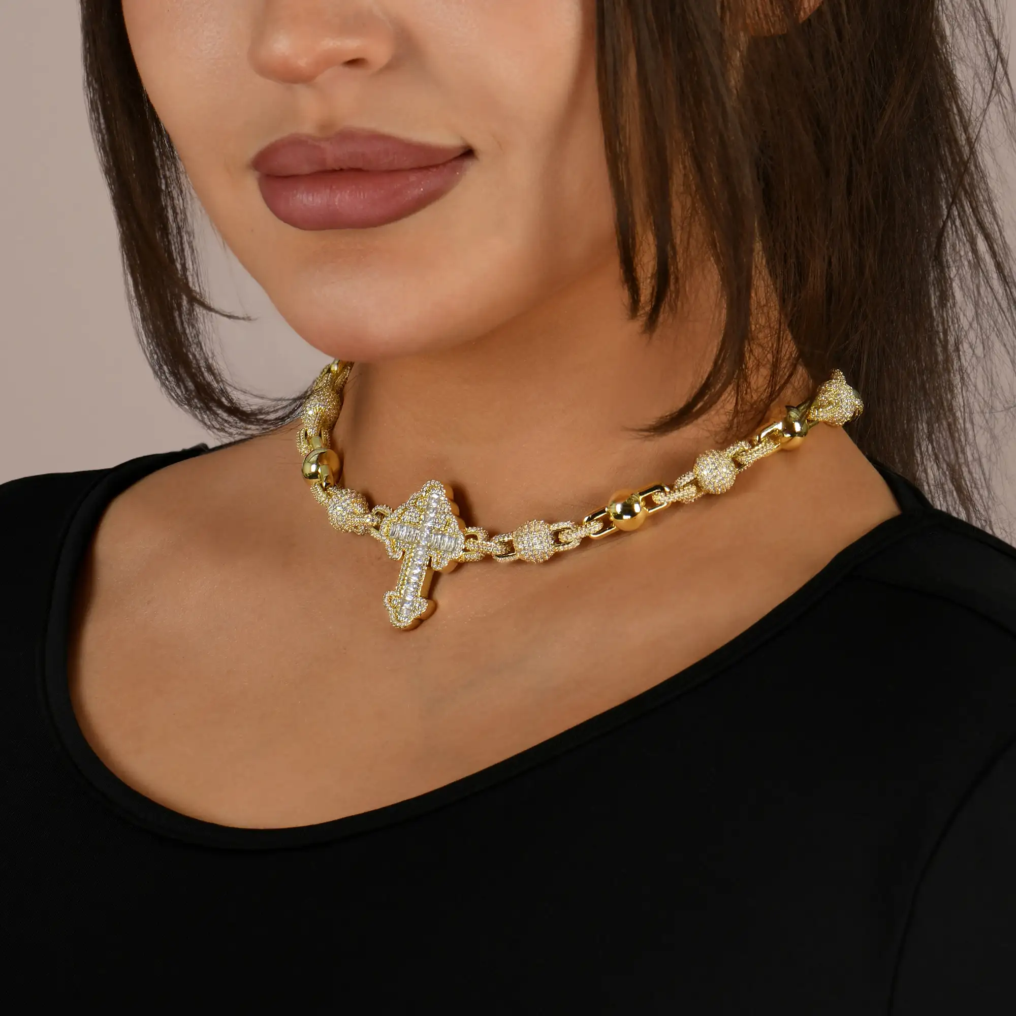 Iced Cross Ball Chain - Image 2