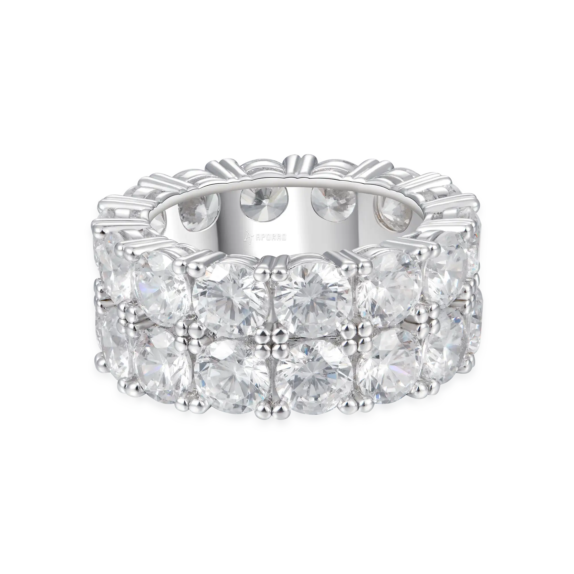 Iced Double Row Tennis Ring - 10mm - Image 4