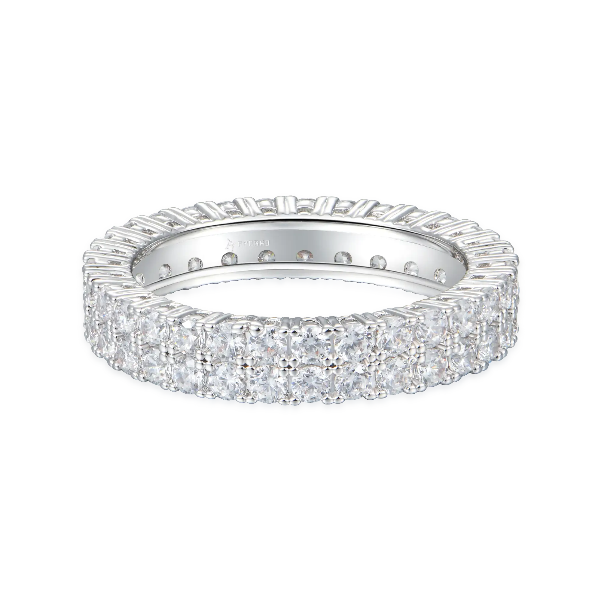 Iced Double Row Tennis Ring - 4mm - Image 3