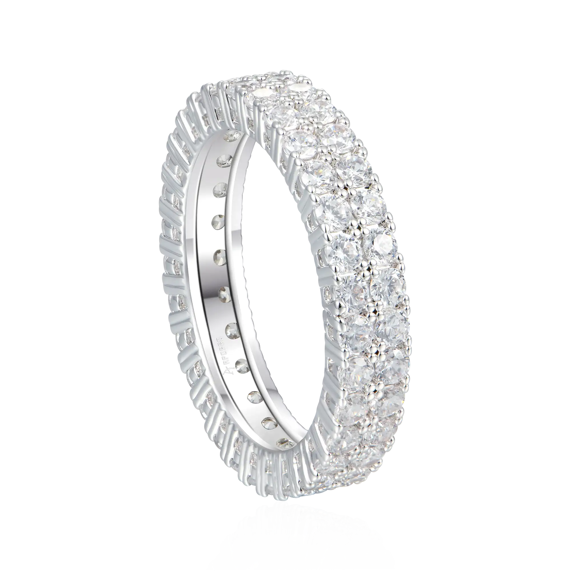Iced Double Row Tennis Ring - 4mm - Image 4