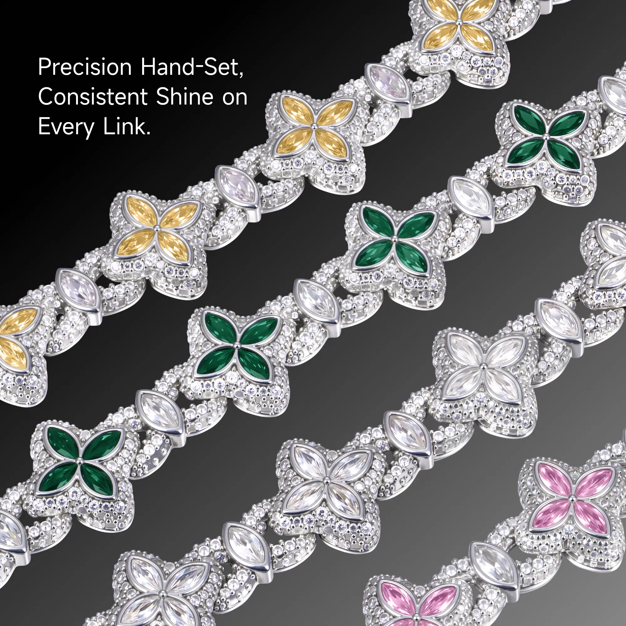 Iced Luminous Clover Necklace & Wallet Chain - Image 6