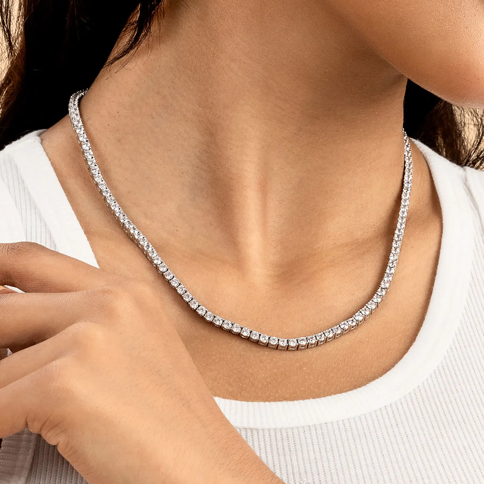 3mm Iced Tennis Chain - White Gold - Image 3