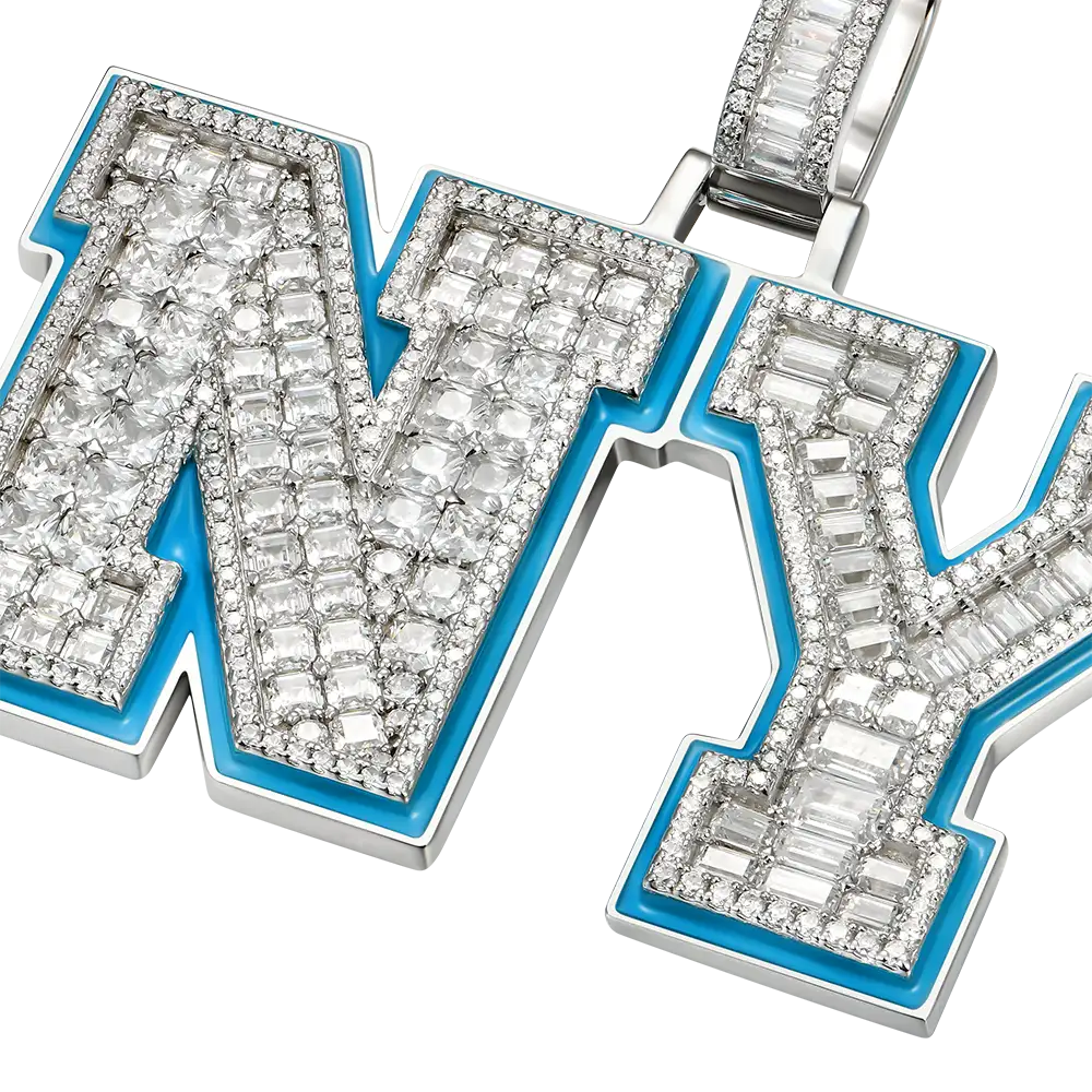Custom Emerald Cut Moissanite University Font Letter/Number Pendant - Image 4