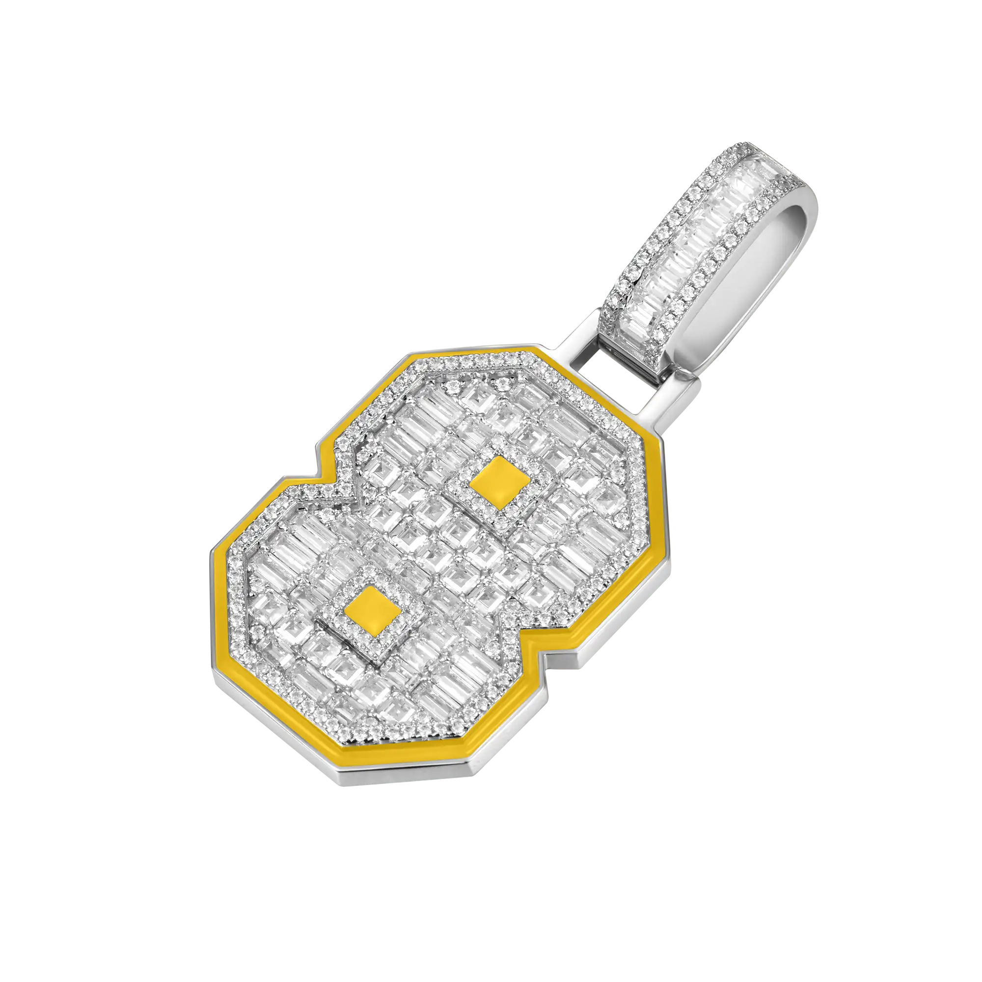 Custom Emerald Cut Moissanite University Font Letter/Number Pendant - Image 8