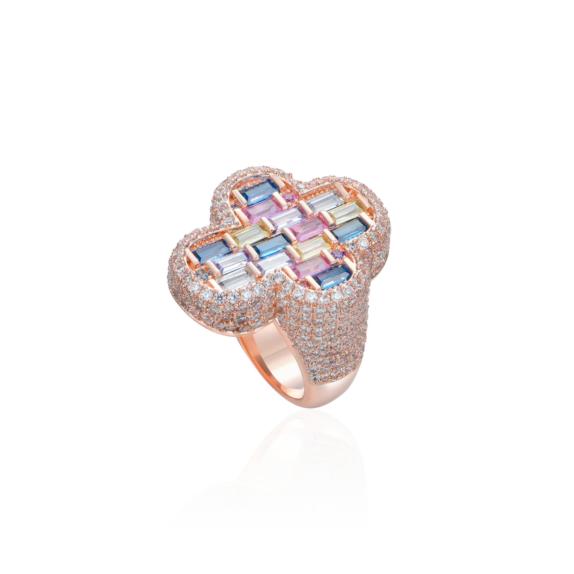 Iced Vitraux Vintage Rose Window Cross Ring - Image 5