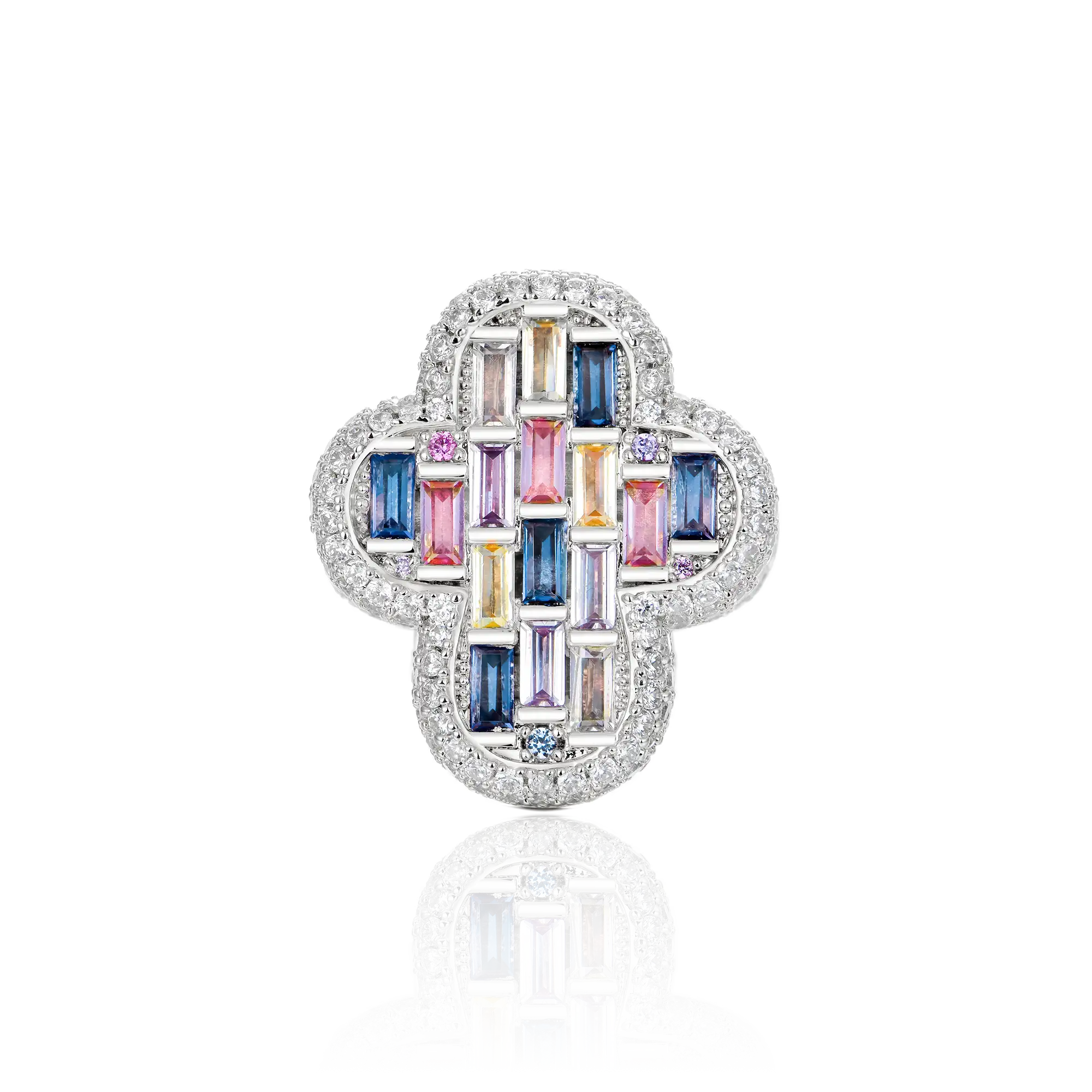 Iced Vitraux Vintage Rose Window Cross Ring - Image 7