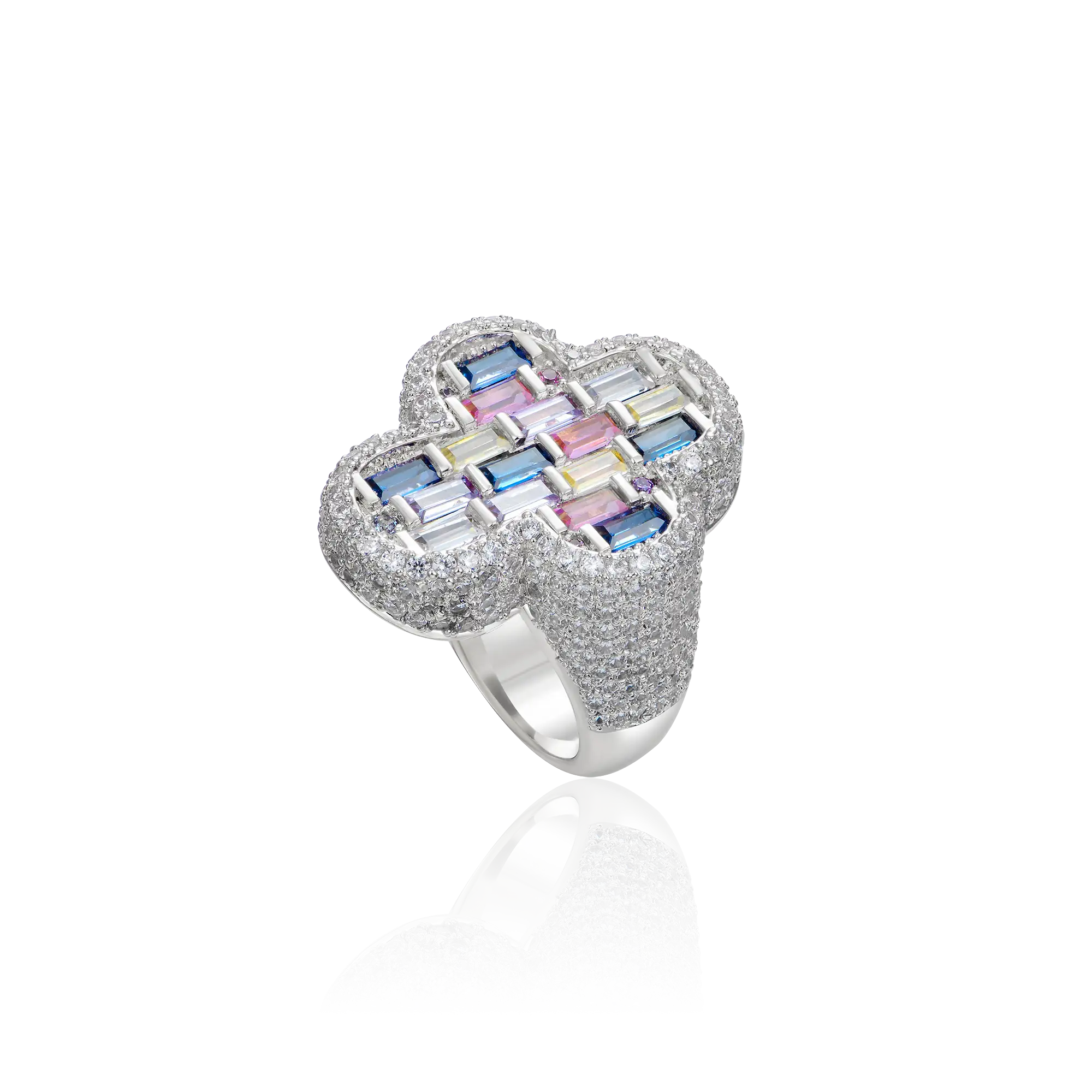 Iced Vitraux Vintage Rose Window Cross Ring - Image 9