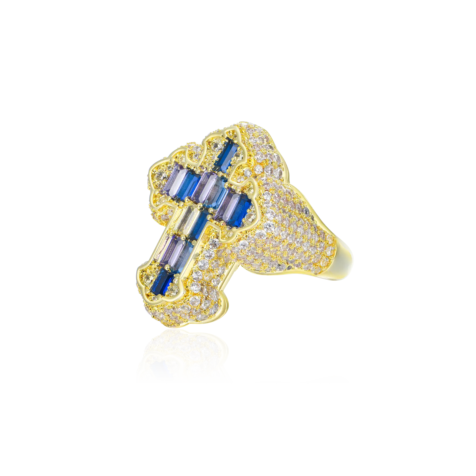 Iced Vitraux Vintage Starry Night Cross Ring - Image 11